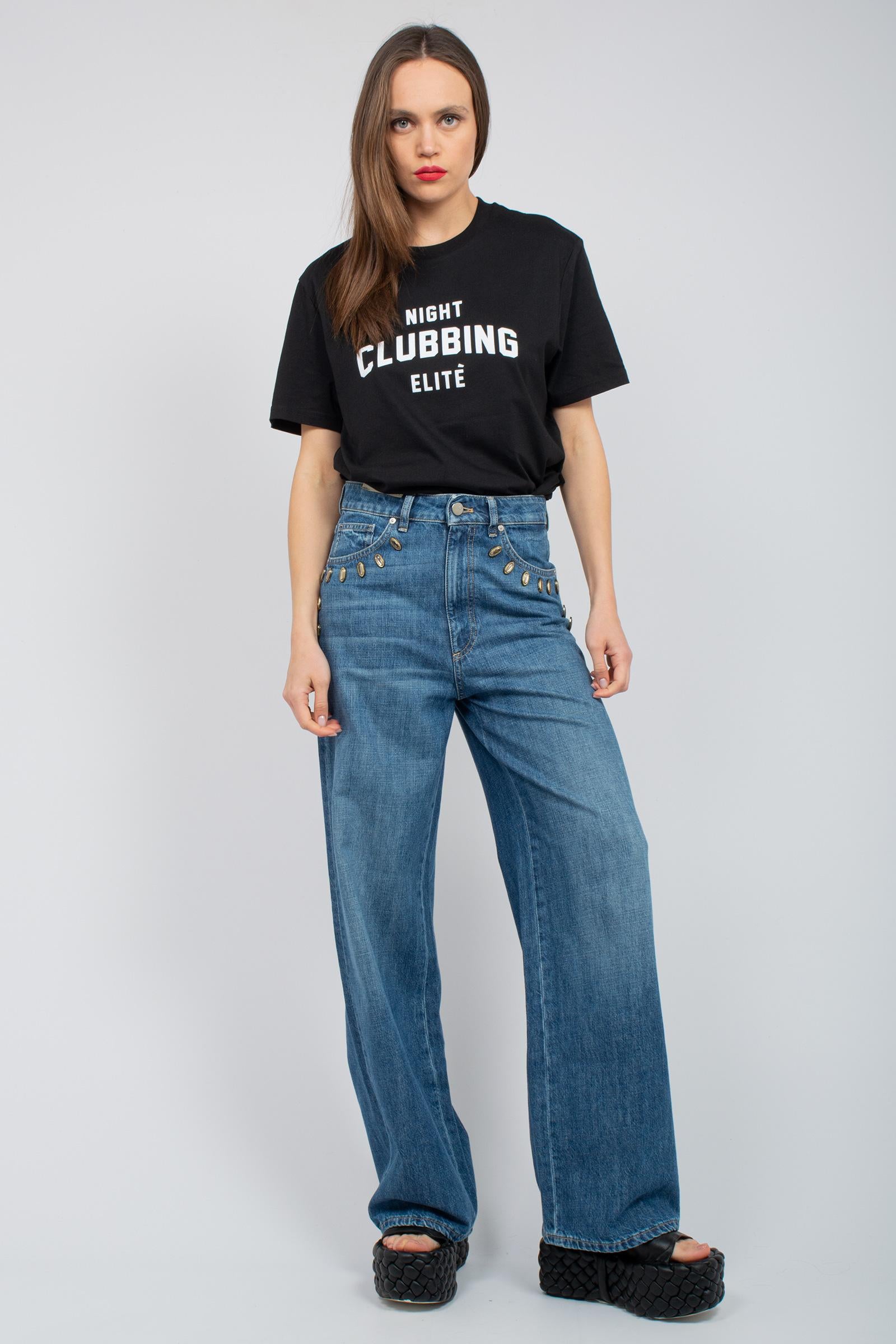 t-shirt in cotone con lettering UTEE826COLLF BLKWHT ELITE 