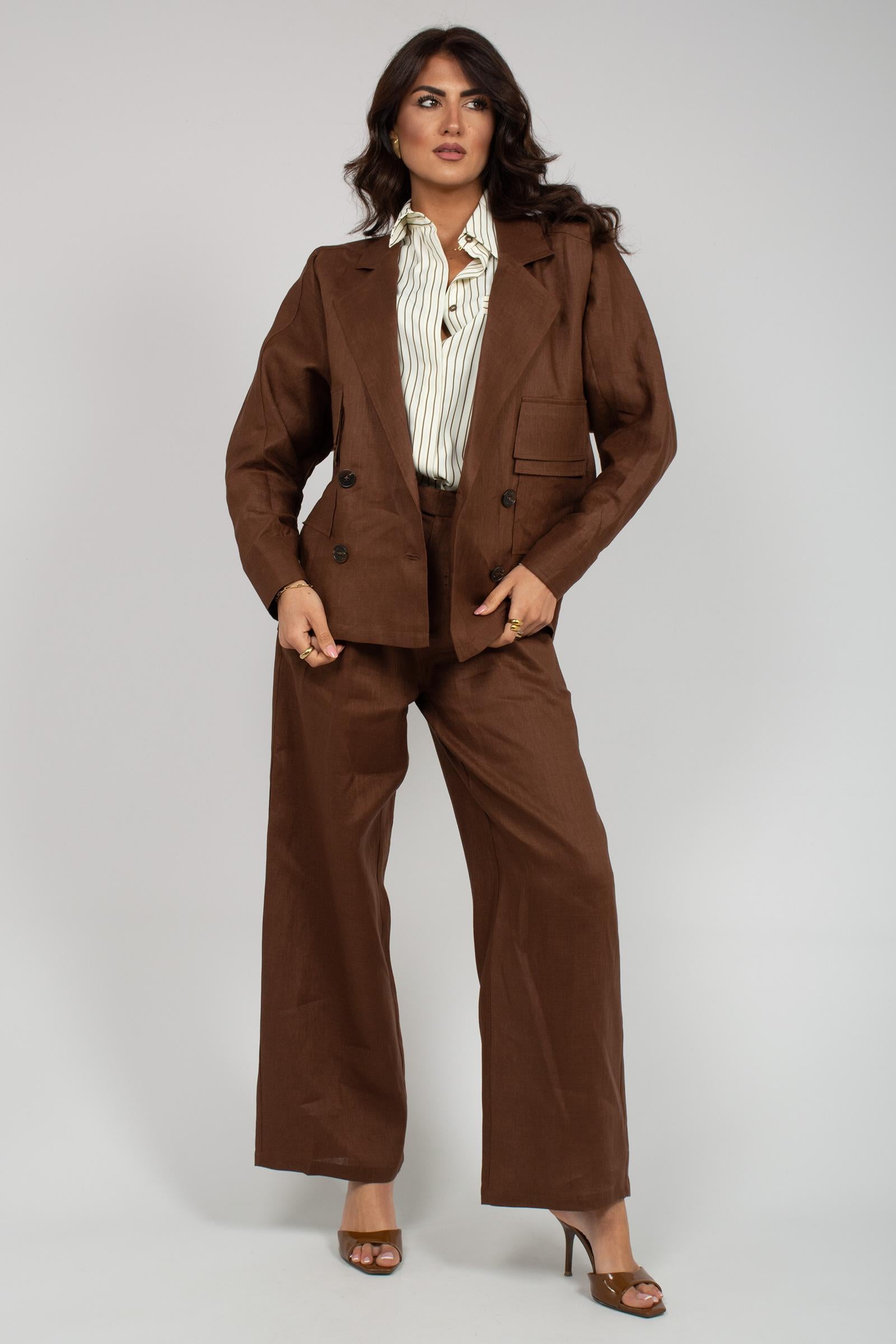 pantalone in lino con pinces S26PL11 BN25 WEILI ZHENG 