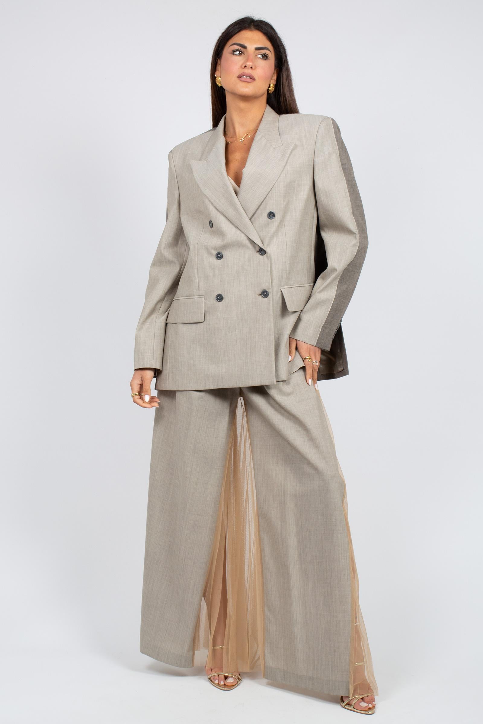 pantalone in fresco lana e tulle plisse 'rick' P6SZ09 W7021 ERIKA CAVALLINI 