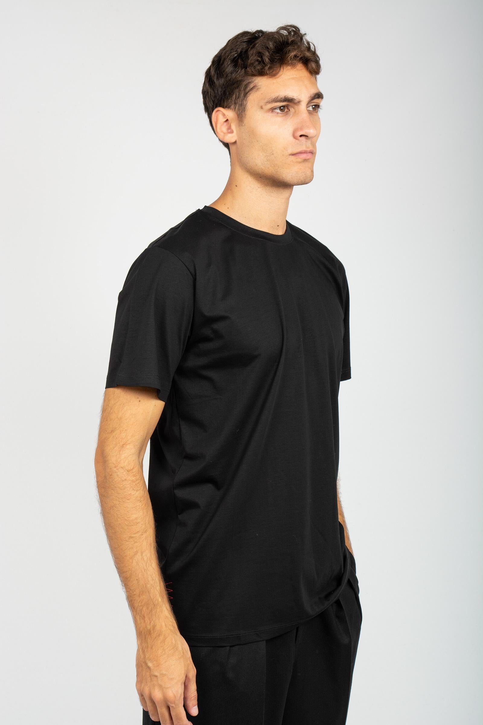t-shirt in cotone B6F0049 NERO AMARANTO 