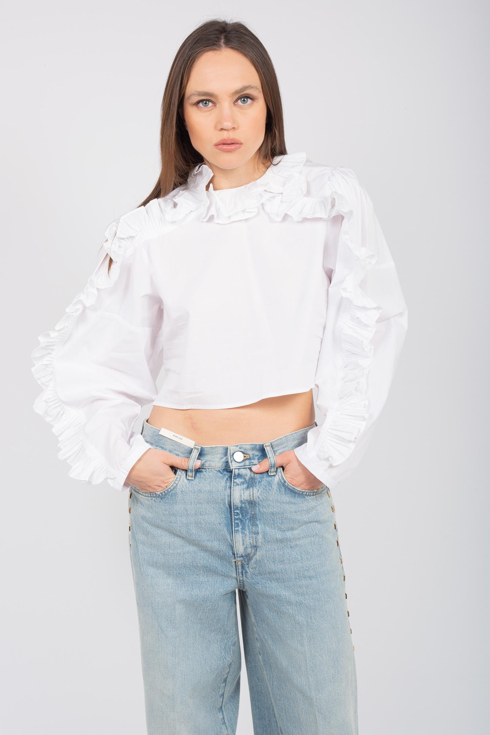 blusa in popeline con rouche S25LT03 W176 WEILI ZHENG 