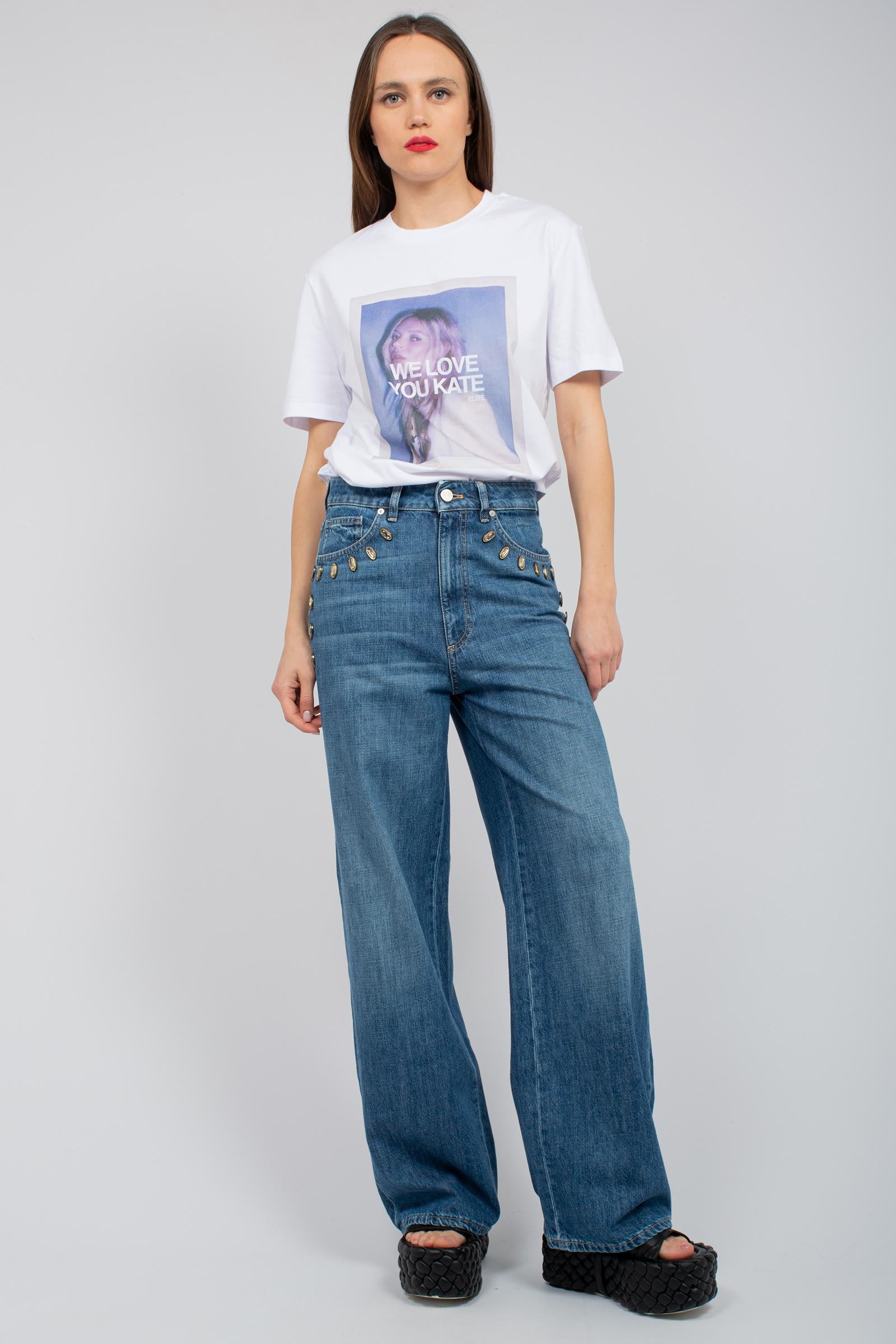 t-shirt in cotone con stampa models UTEE811YOU WHT ELITE 