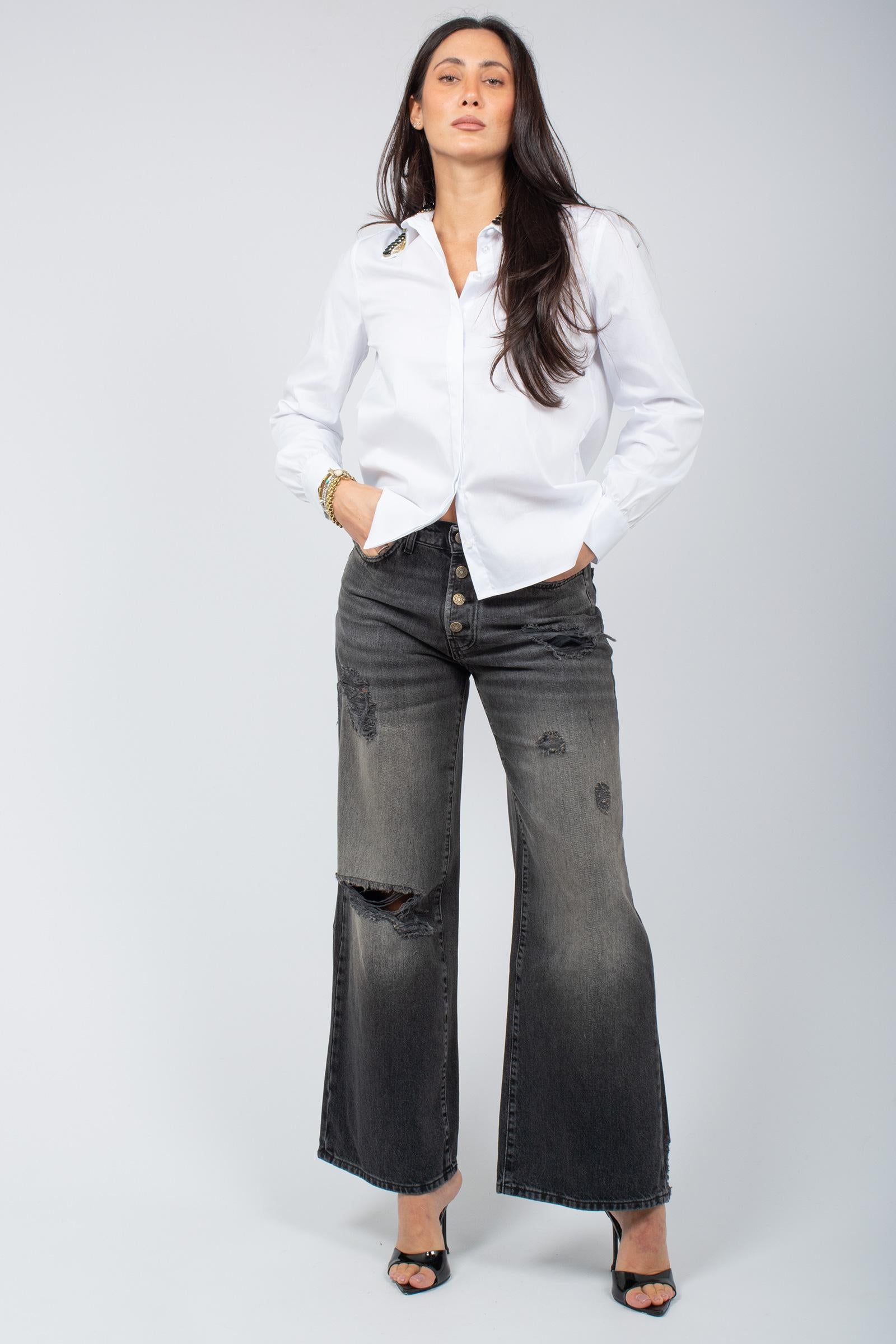 camicia in popeline con colletto ricamato JM556415214 10000 MALIPARMI 