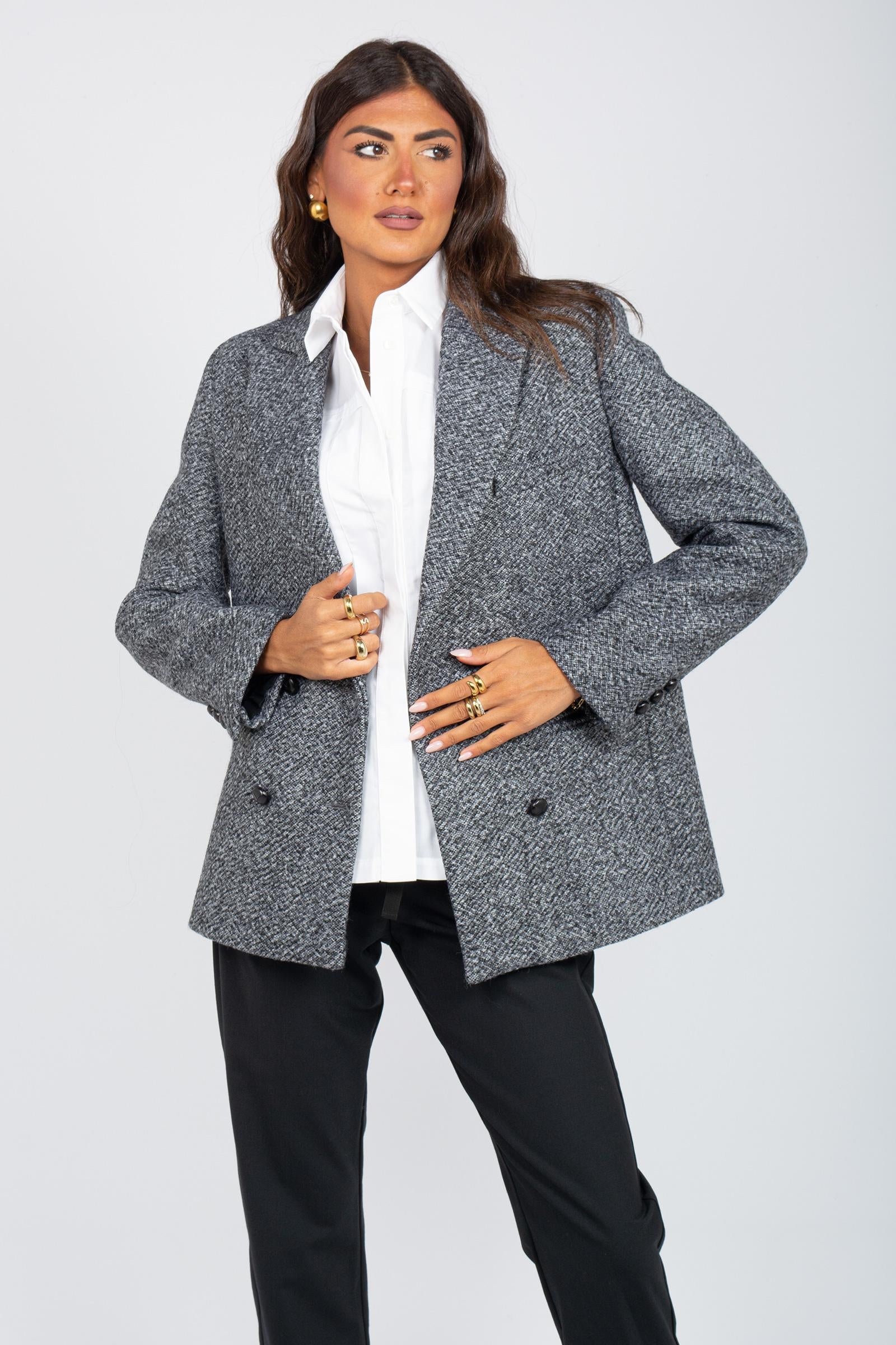 caban doppiopetto in lana 'pascal' Y5WV10 BOT01 SEMICOUTURE 