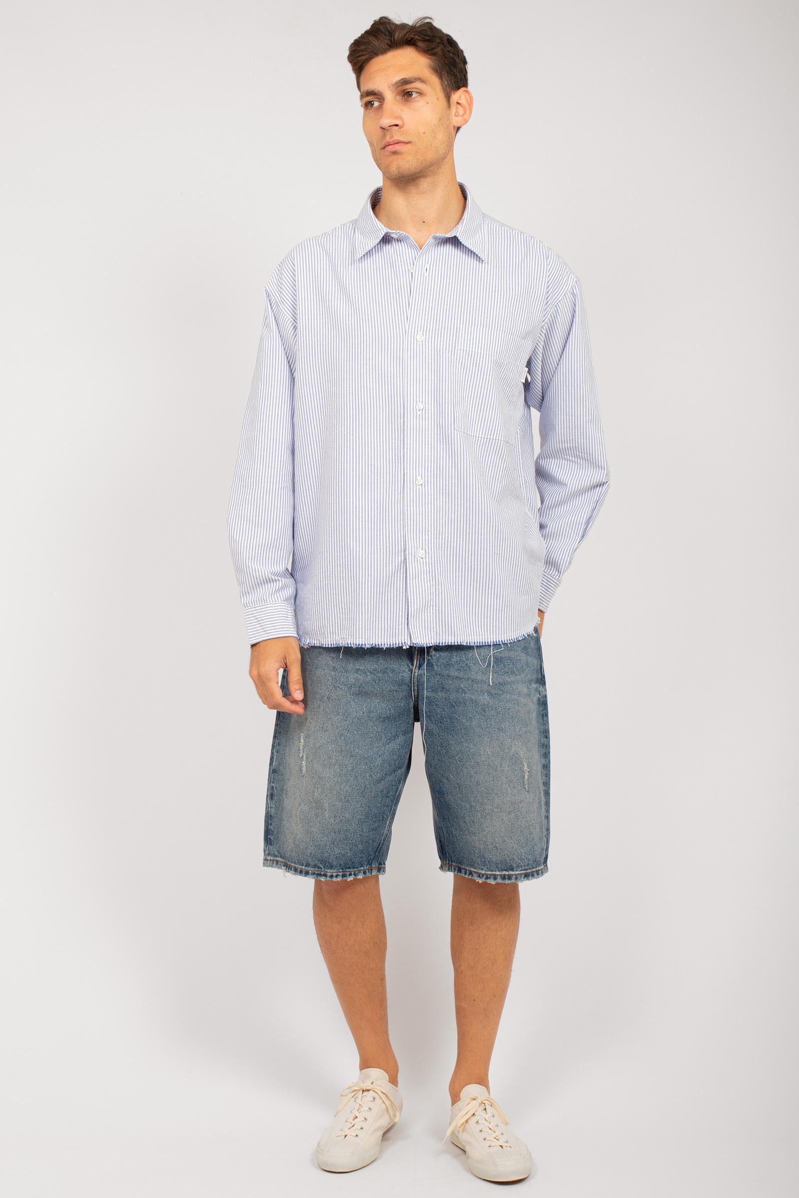 camicia in popeline a righe 'dropped' AMU128CG35XXXX C0153 AMISH 
