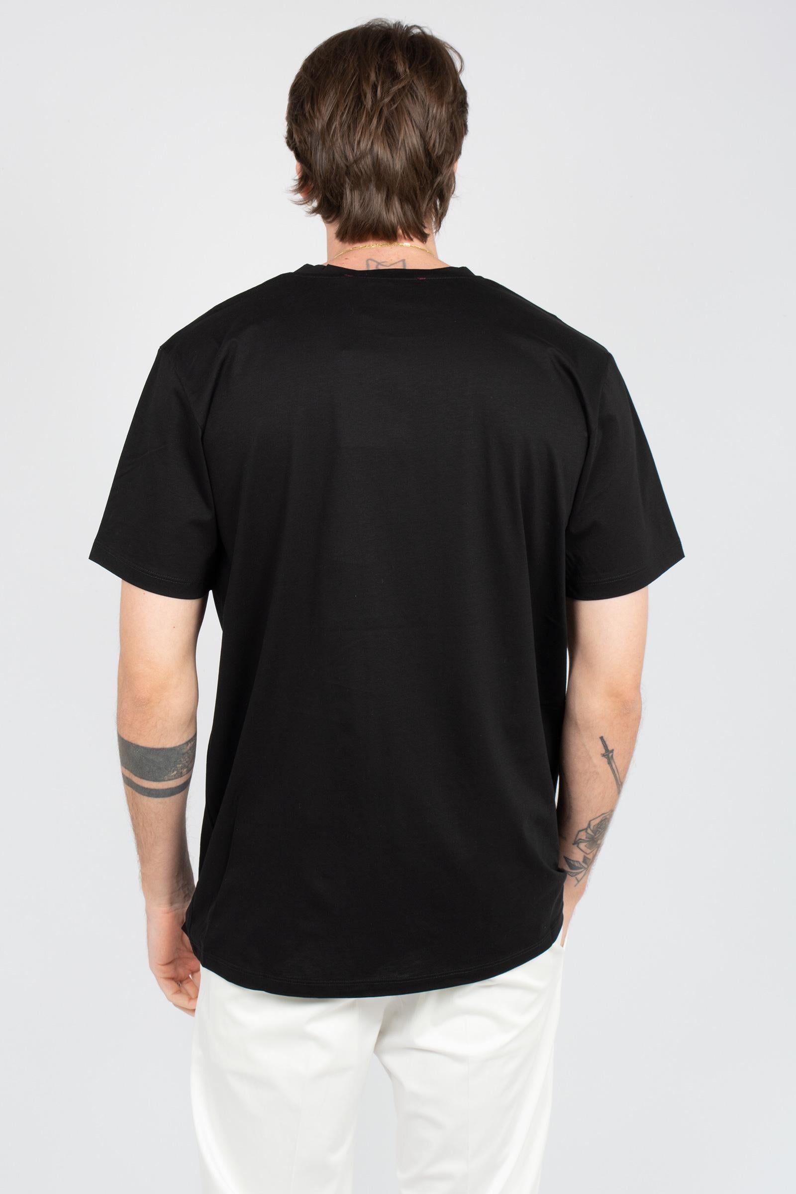t-shirt in cotone filo di scozia B6AB0067 BLACK AMARANTO 
