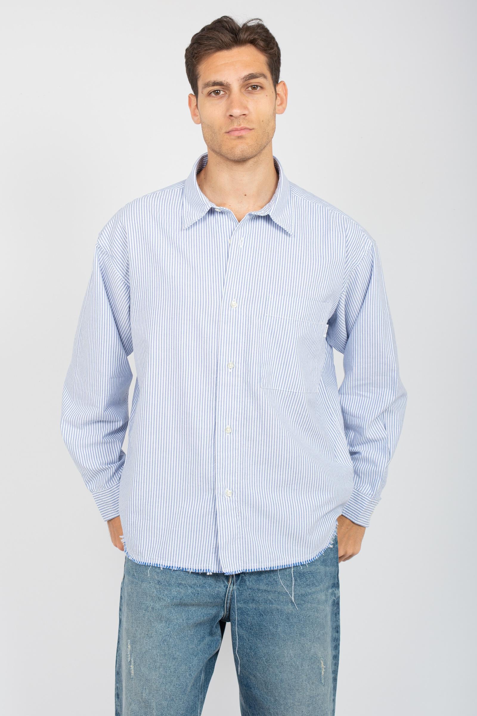 camicia in popeline a righe 'dropped' AMU128CG35XXXX C0153 AMISH 