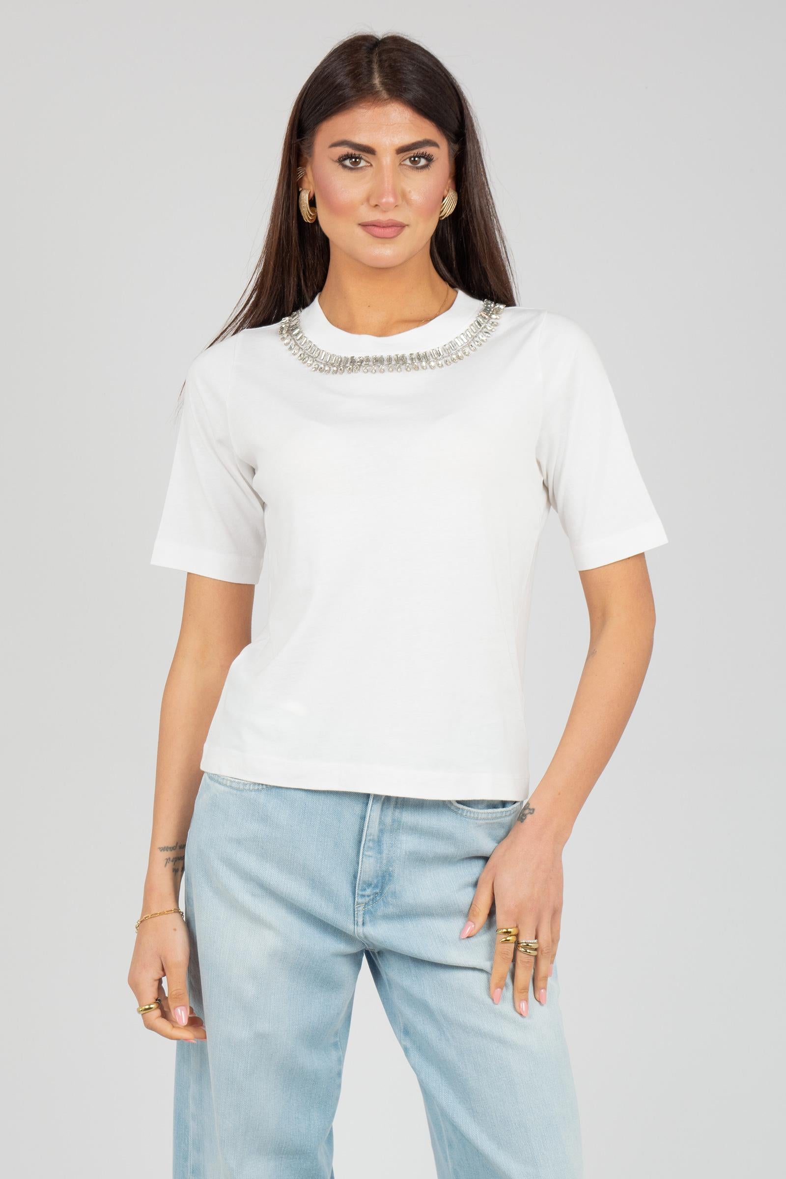 t-shirt in cotone con ricami MJ2132820477 001 SEVENTY 