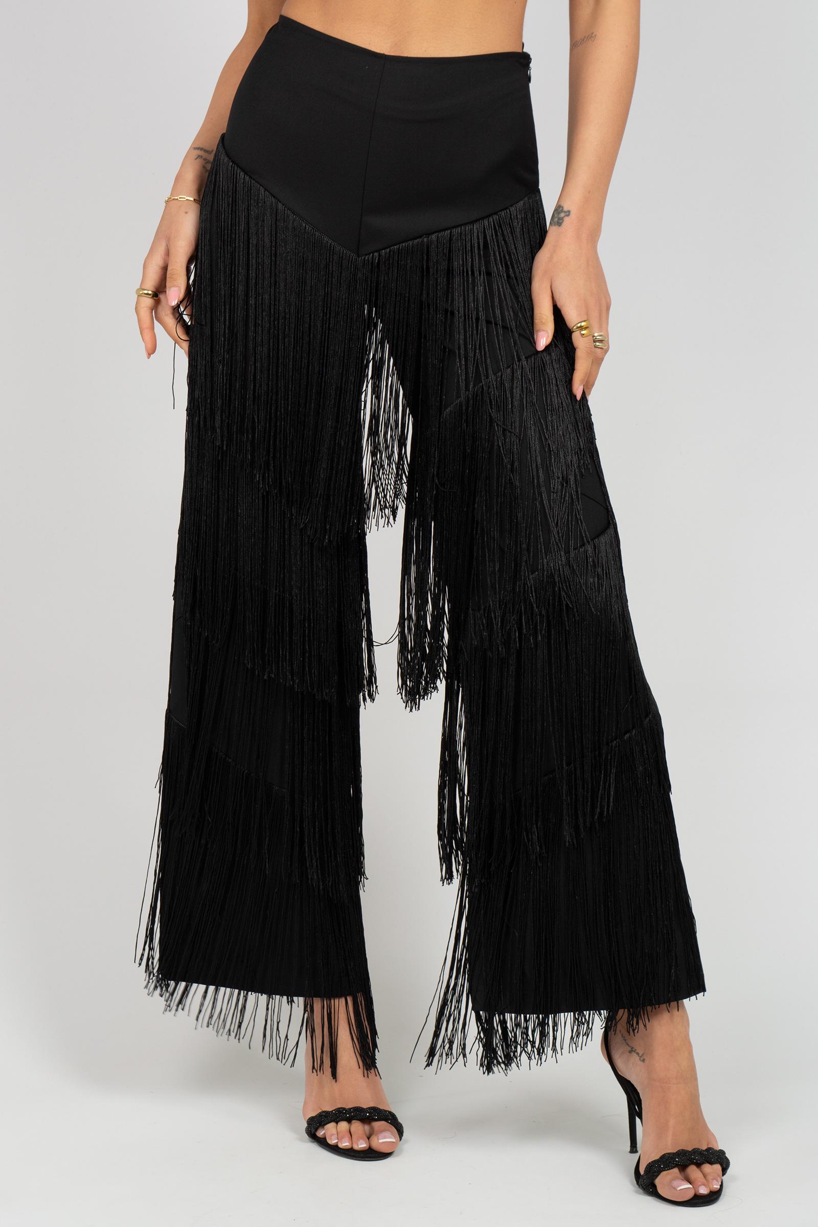 pantalone in cotone con frange S26PL03 B153 WEILI ZHENG 