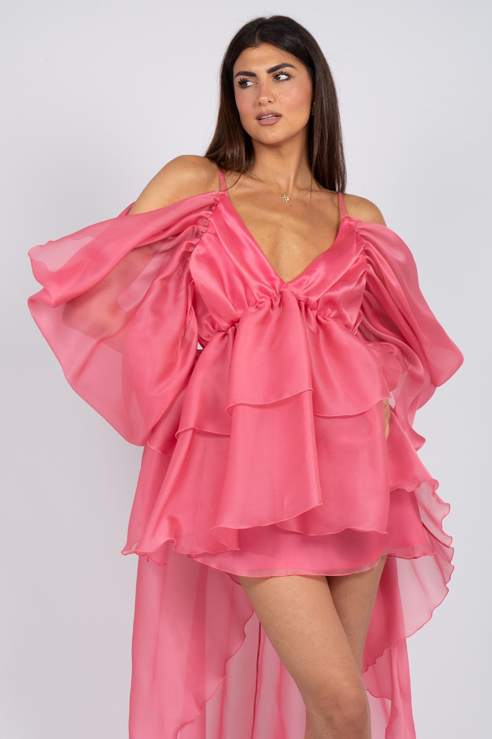 abio asimmetrico in organza MS2605 PINK MIRIAM STELLA 