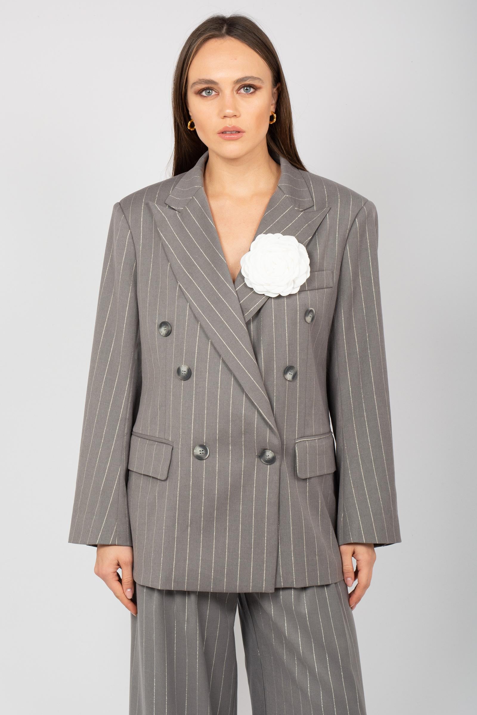 giacca oversize gessato F25JK07 PN11 WEILI ZHENG 