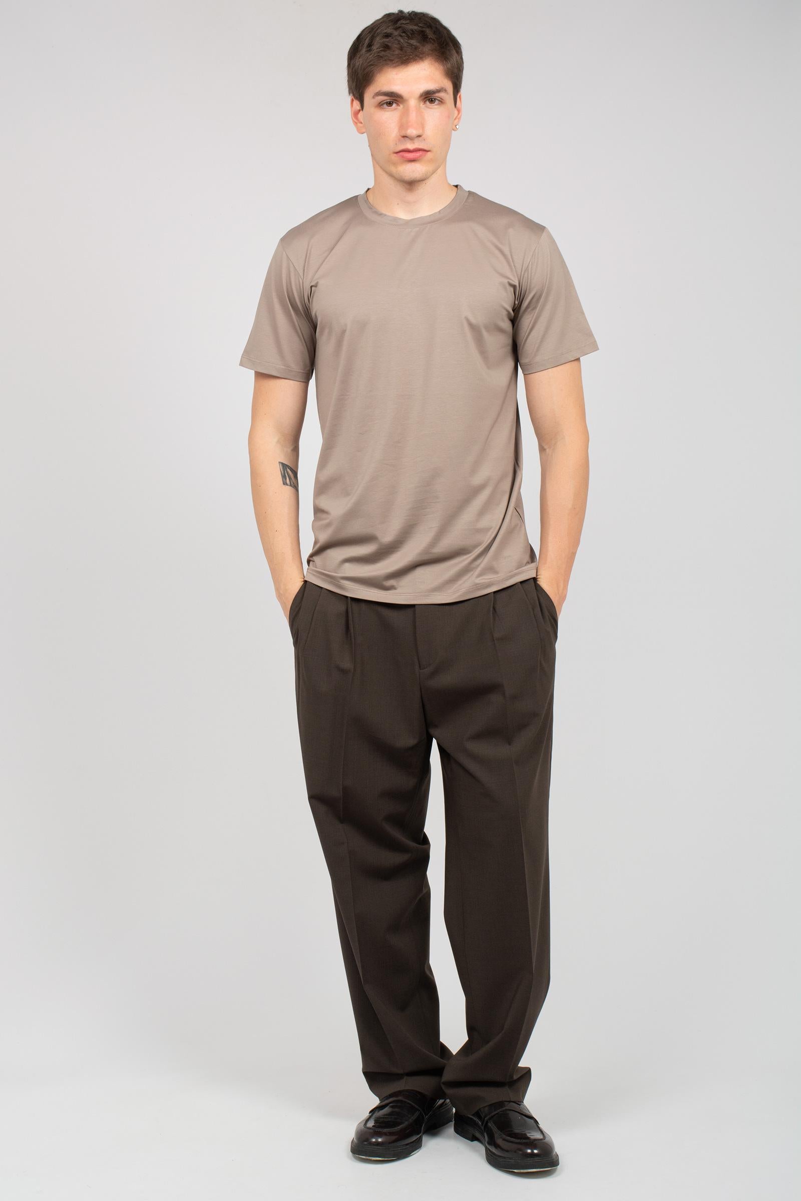 pantalone fondo 23cm in misto lana 'mat' MATTBCMS26 MORO BE ABLE 