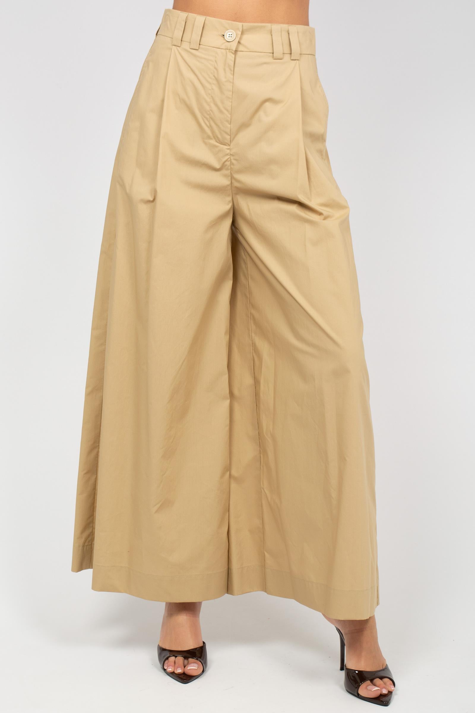 pantalone in popeline di cotone M1AB0084 BEIGE SOLOTRE 