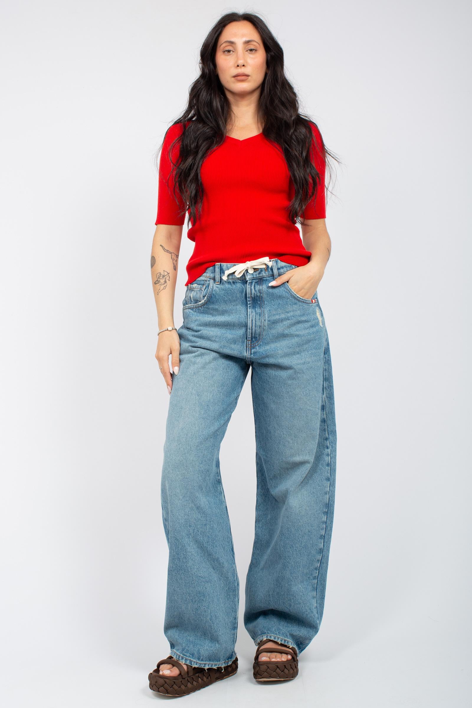 t-shirt a costine M3D0002D ROSSO SOLOTRE 