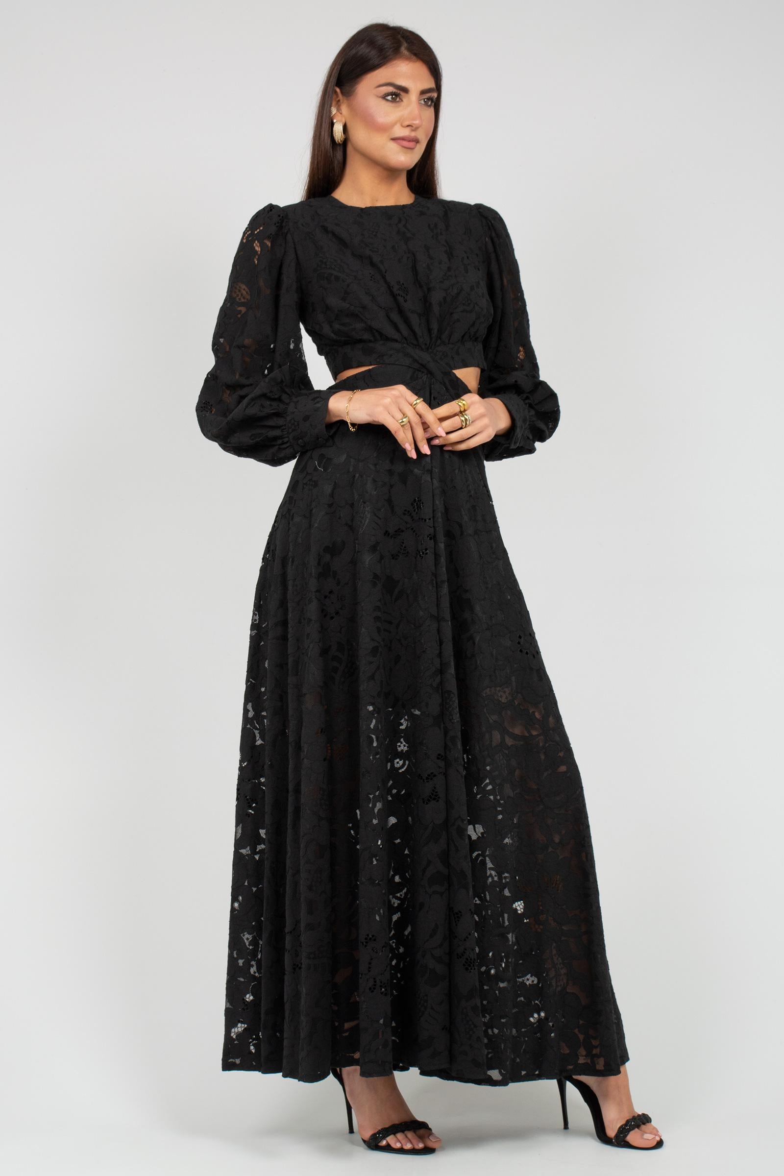 abito cut out in pizzo nero AB4129ART16201 BLACK ACTUALEE 