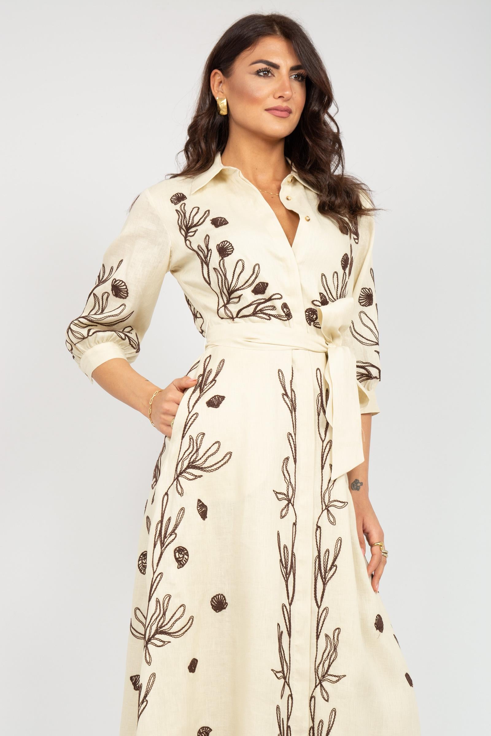 abito in lino ricamato 'banda' BANDA 003 MARELLA 