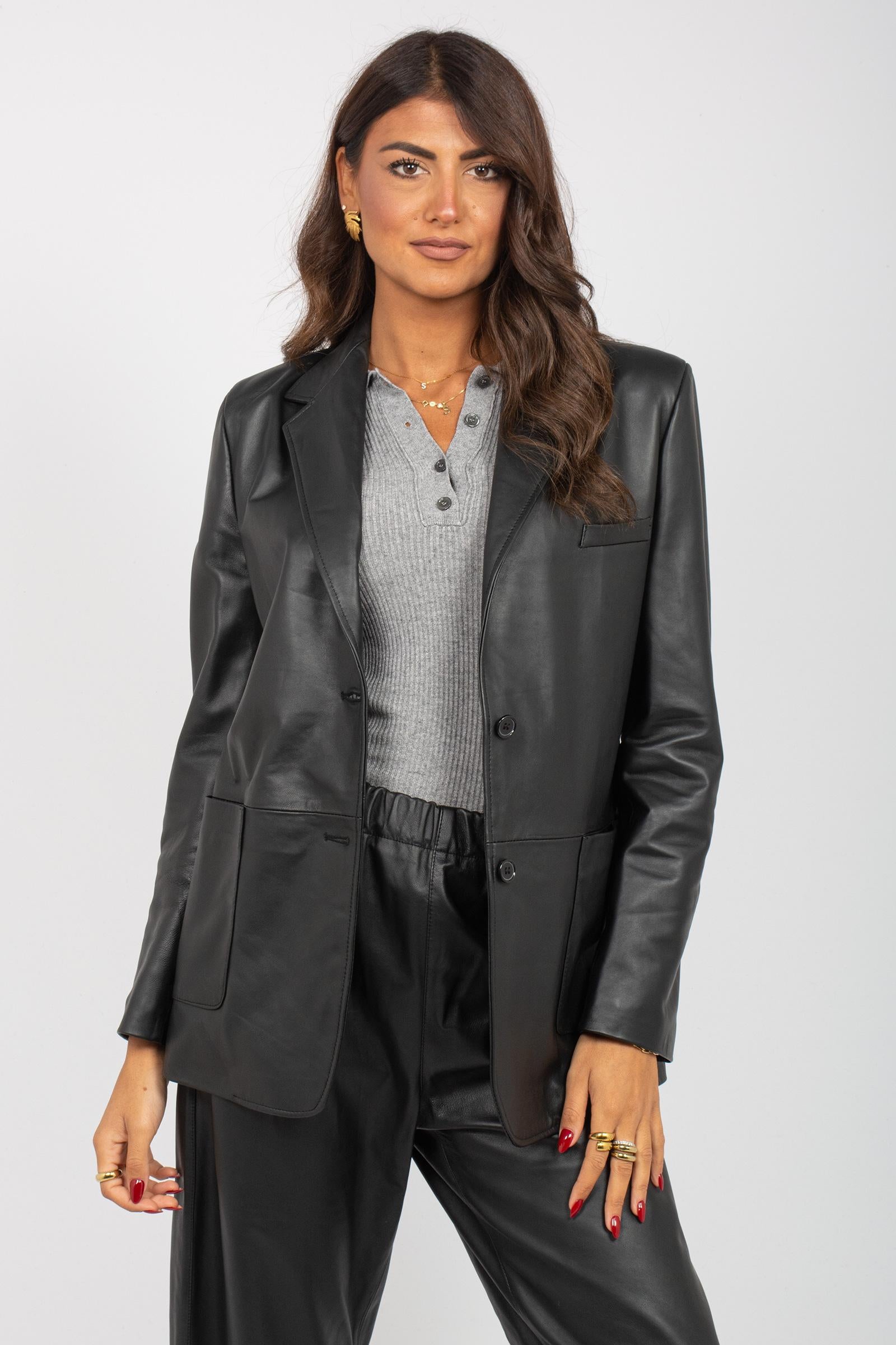 giacca in pelle M1F0109 NERO SOLOTRE 