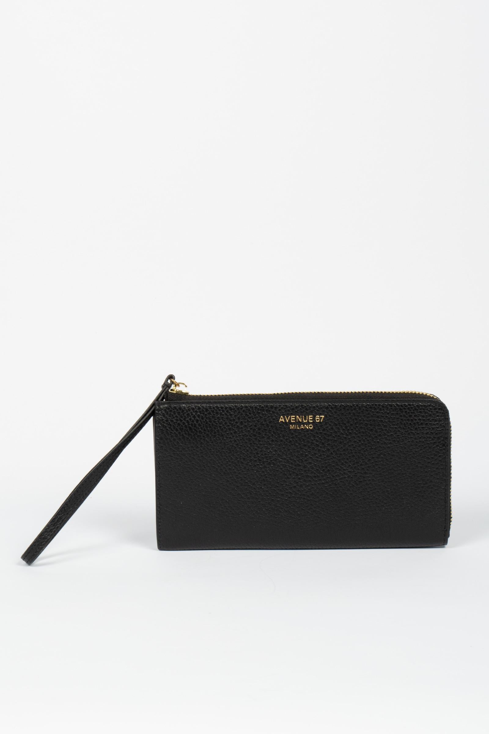 portafoglio con zip in nappa 'sam' SAMDOLLARO NERO AVENUE 67 