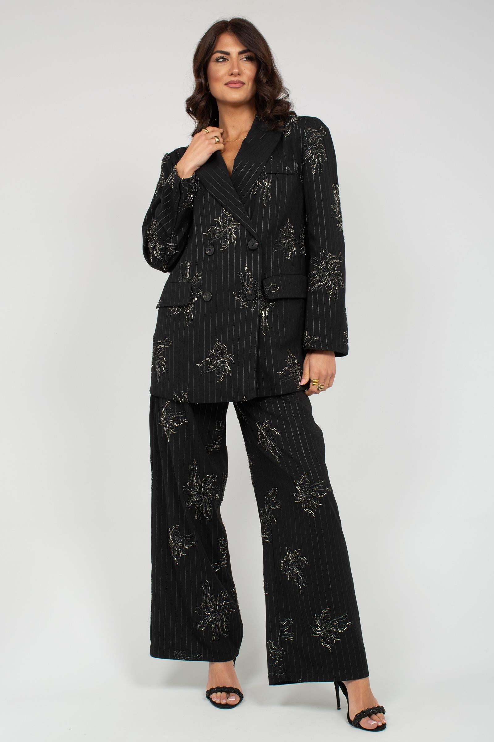 pantalone in gabardina ricamata S26PL19 PN12 WEILI ZHENG 