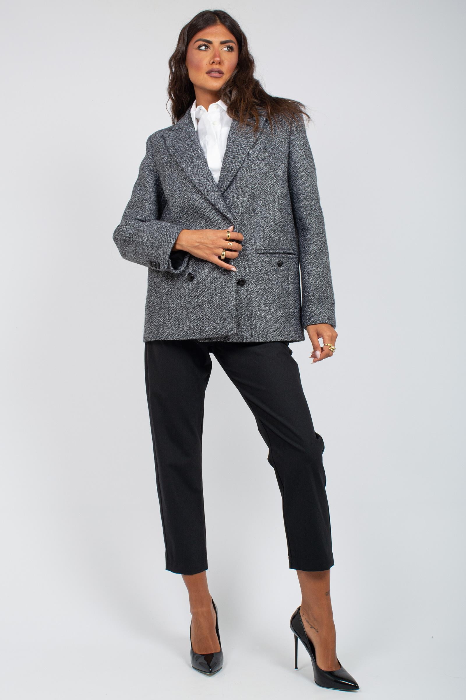 caban doppiopetto in lana 'pascal' Y5WV10 BOT01 SEMICOUTURE 