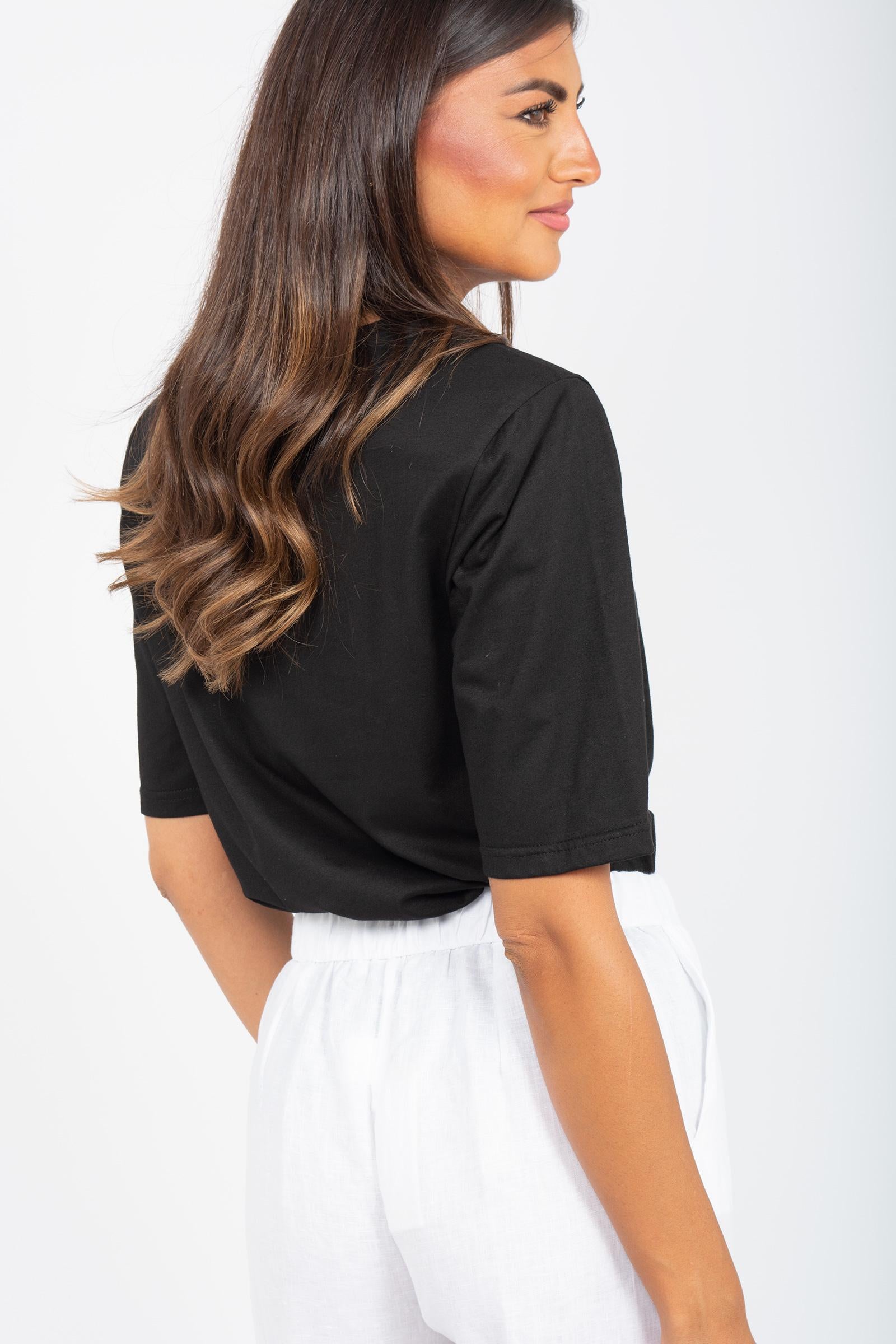 t-shirt in cotone con spalline S25TS01 B126 WEILI ZHENG 