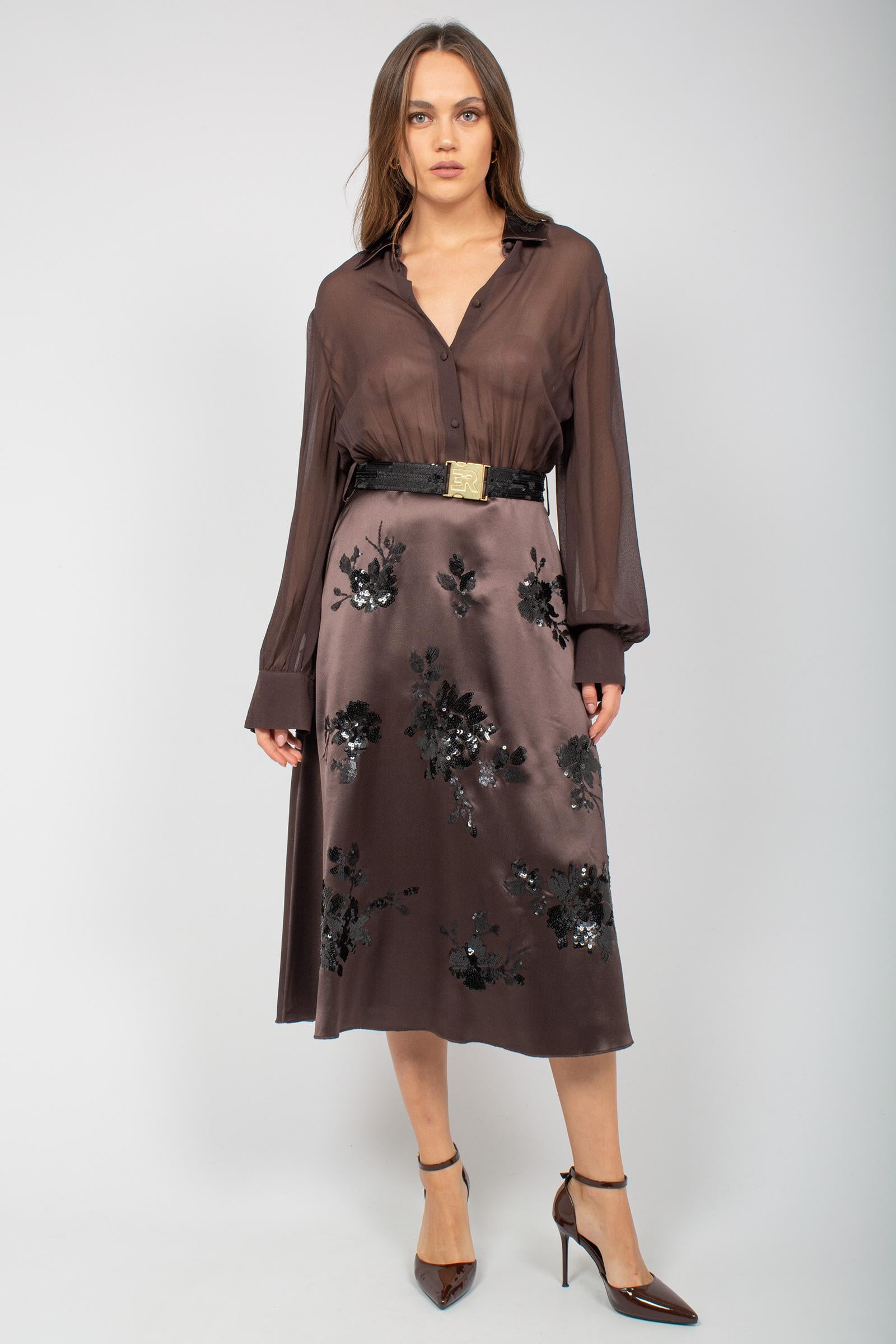 abito in chiffon ricamato Q009EL0 04899 ERMANNO - ERMANNO SCERVINO 