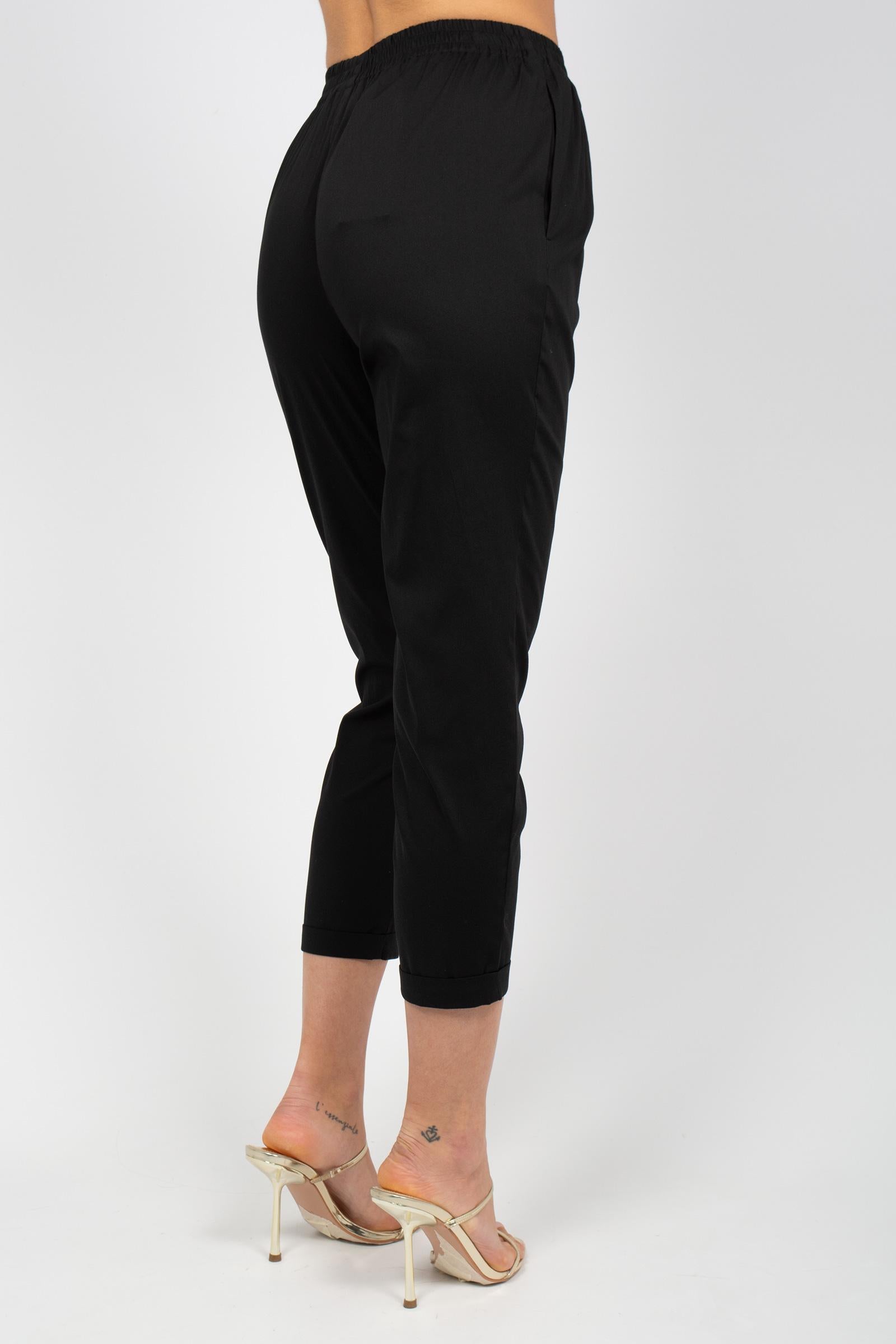 jogger in popeline di cotone M1AB0087 BLACK SOLOTRE 