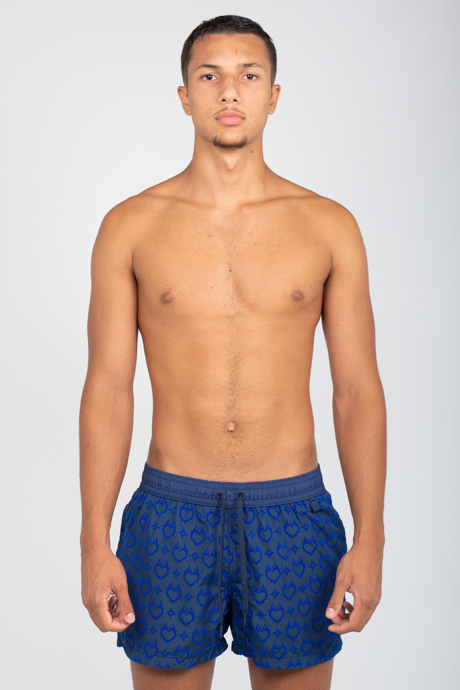 boxer mare floccato cuore sacro 'guadalupa' GUADACUOREROYAL BLU MOVE BEACHWARE 