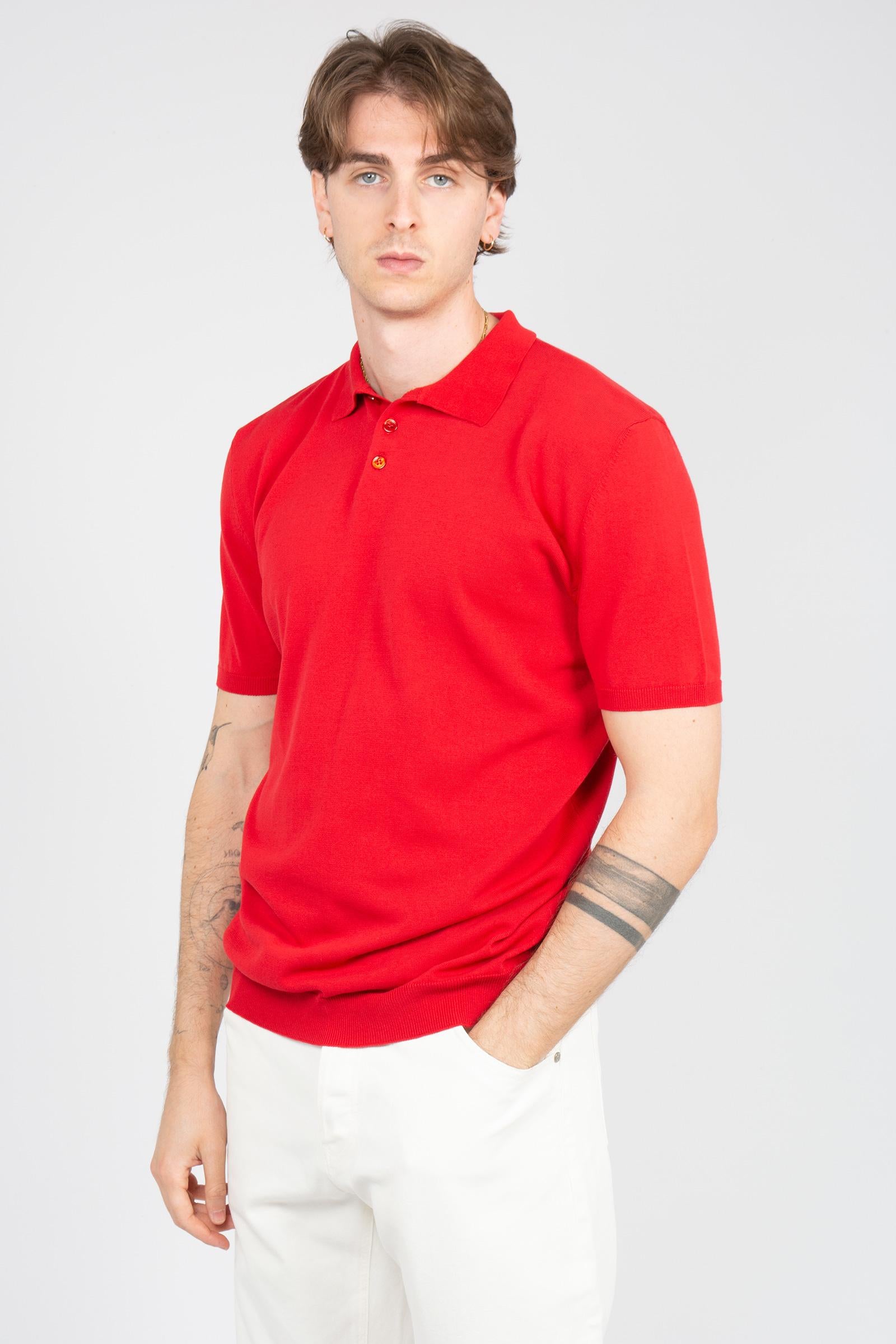 polo in cotone B9AB0051 ROSSO AMARANTO 