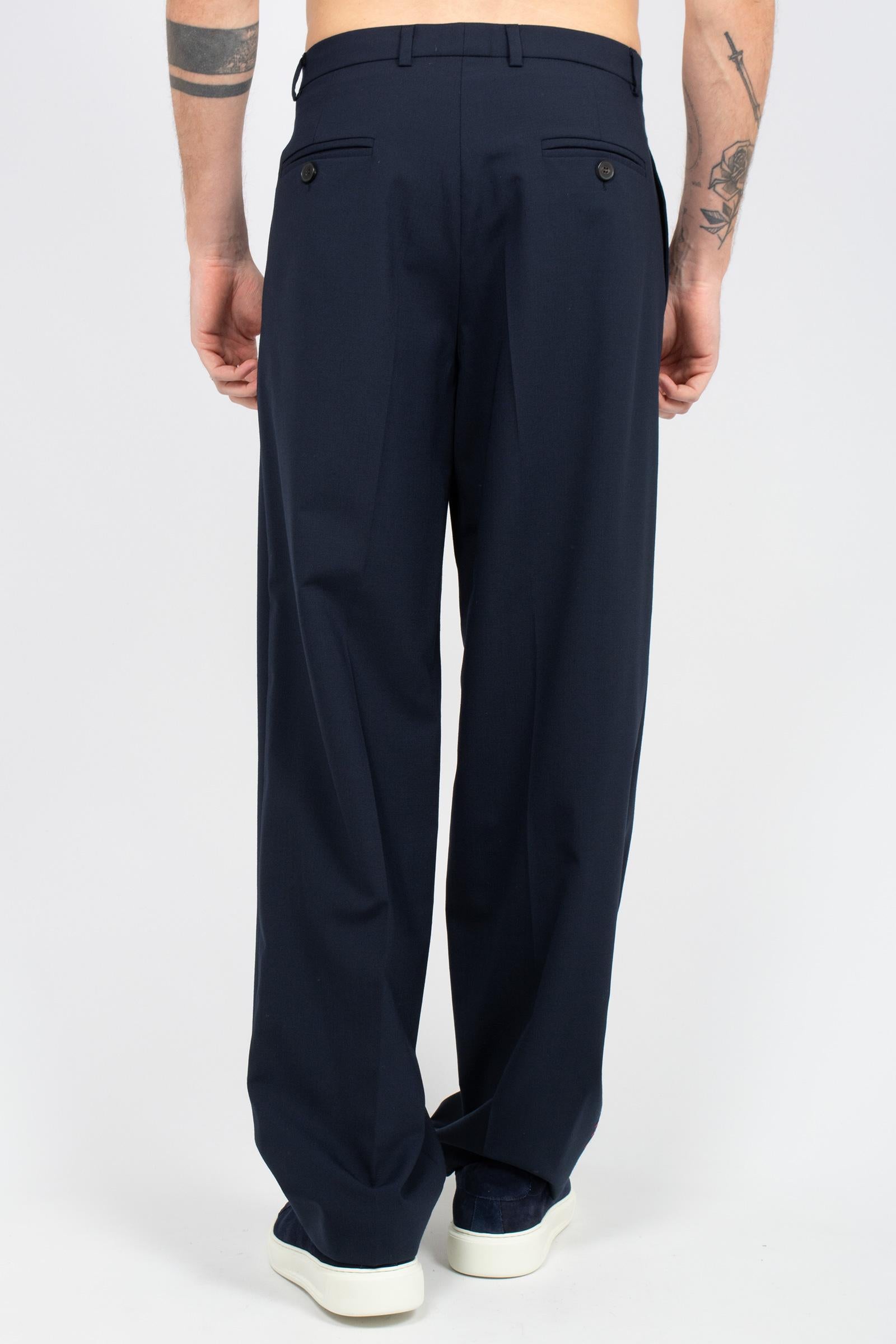 pantalone in misto lana B6AB0041 BLUE AMARANTO 