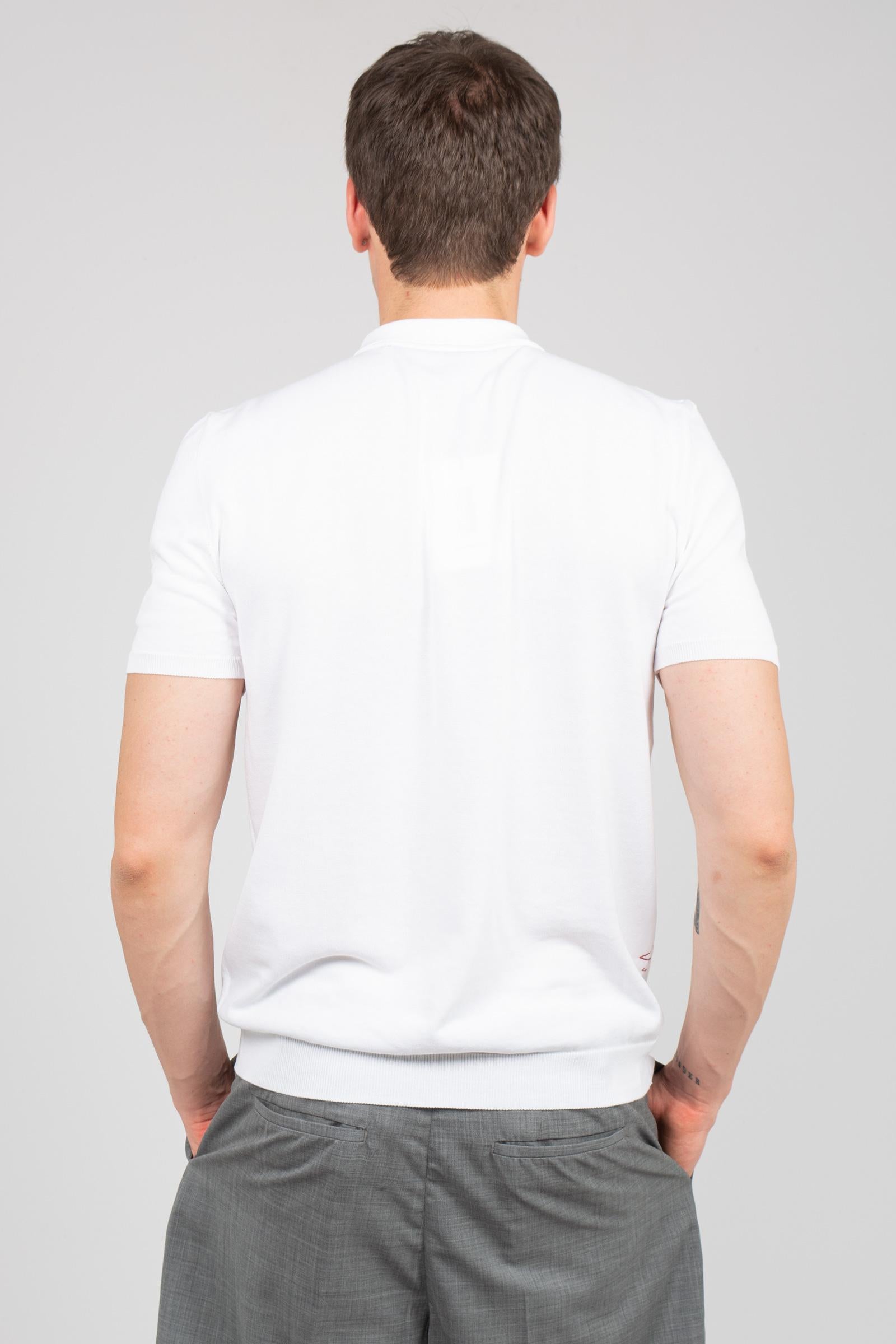 polo in cotone B9AB0051 BIANCO AMARANTO 
