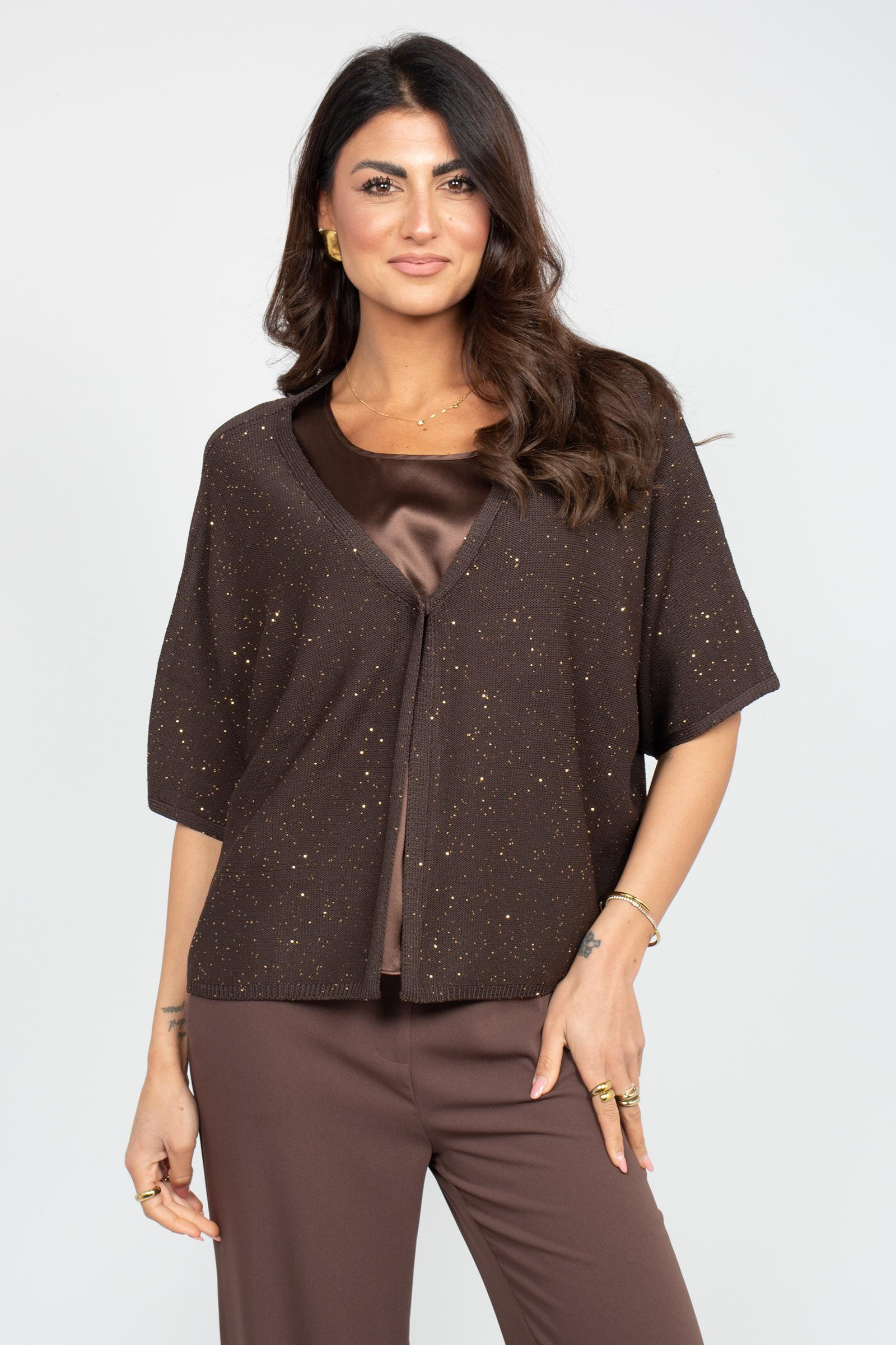 cardigan in viscosa e pailettes 261M1135 064 MAIDA MILA 