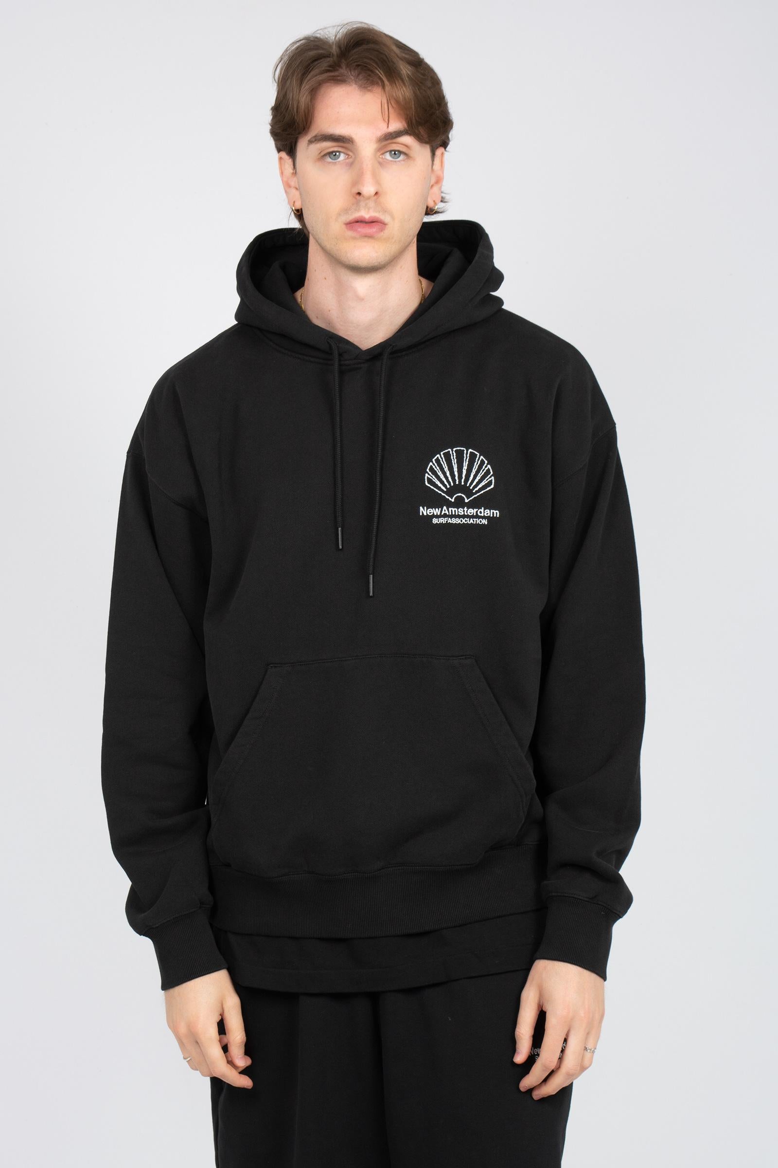 felpa hoodie con logo 2601164001 BLK NEW AMSTERDAM 