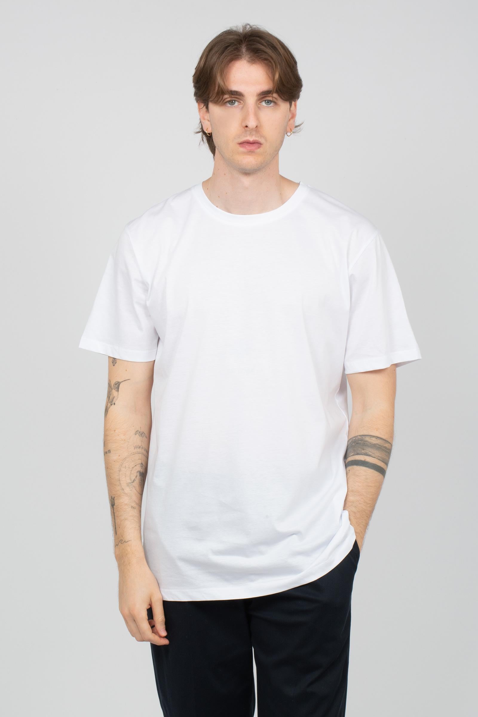 t-shirt in cotone filo di scozia B6AB0067 BIANCO AMARANTO 