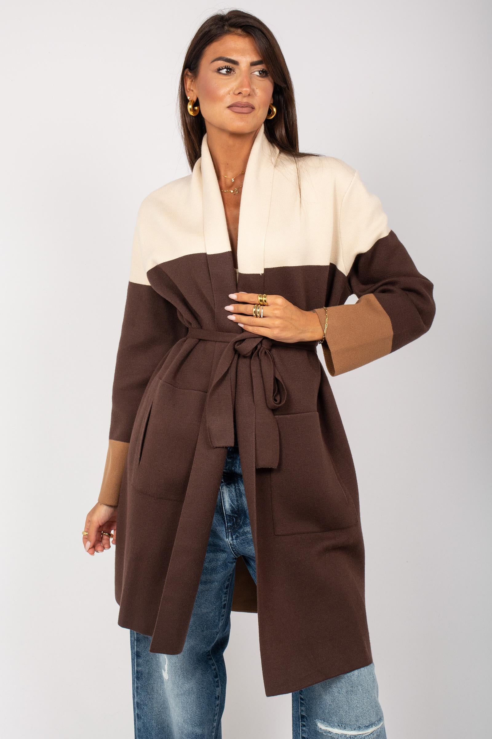 cardigan colorblock in misto viscosa M212J004943N B1 DIANA GALLESI 