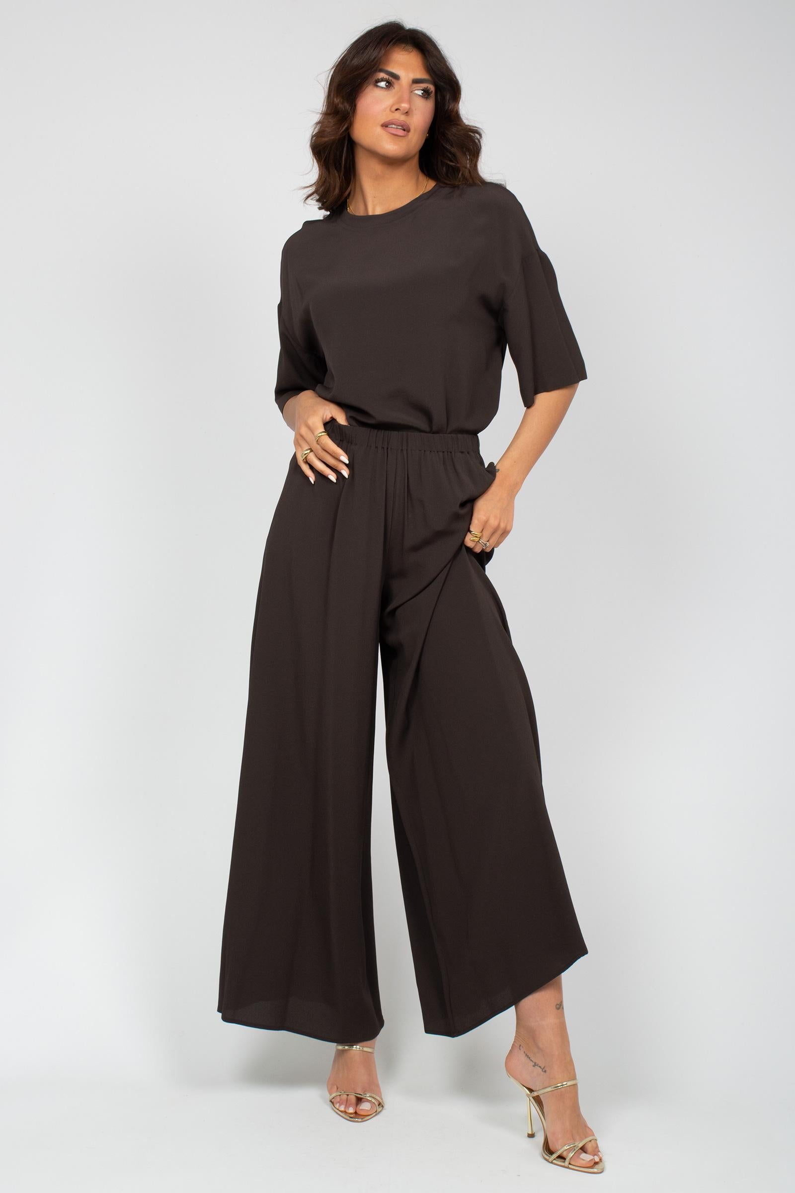 pantalone ampio con coulisse in misto seta ACQUADD11 850 DOUUOD 