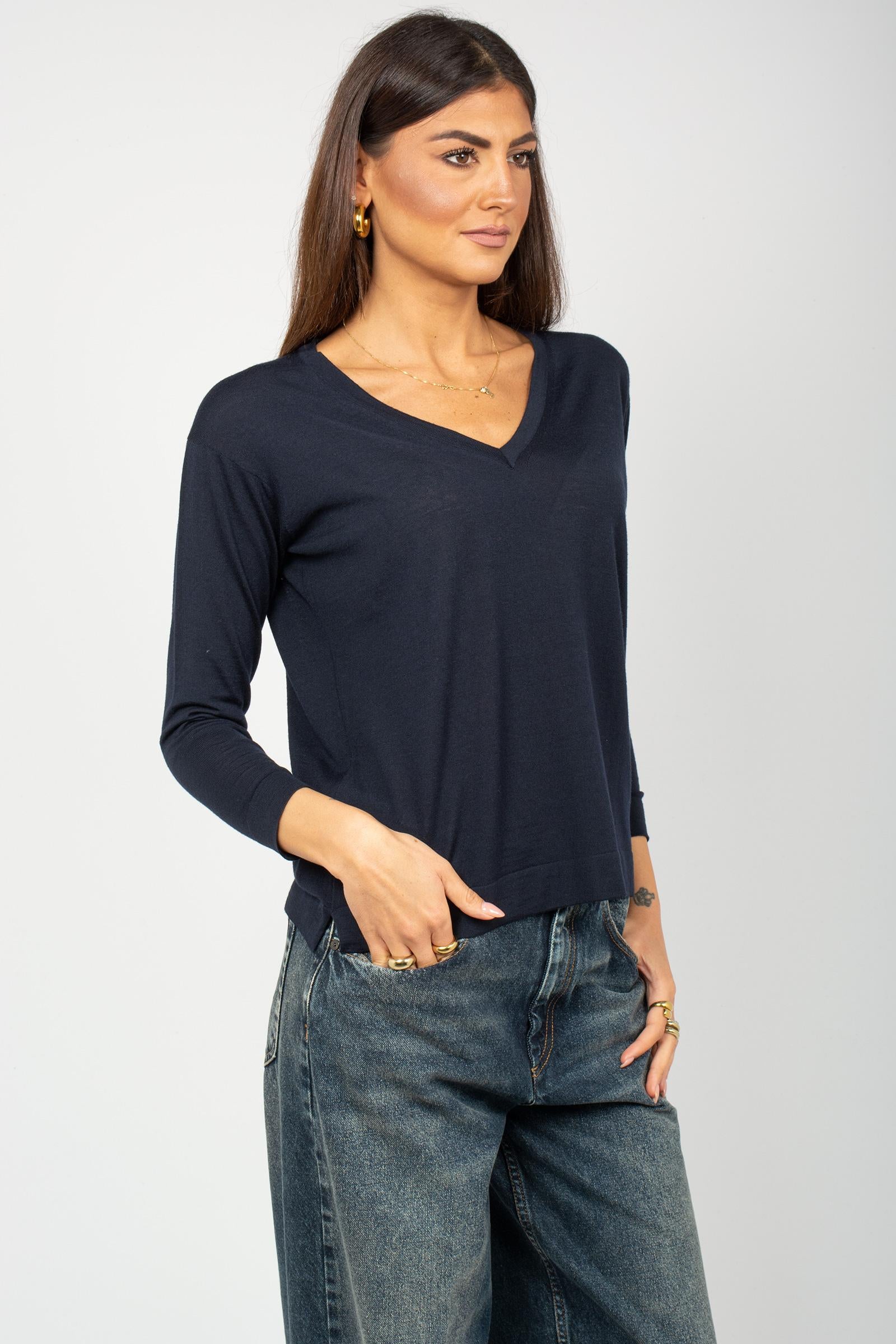 scollo v in lana merinos ultrafine L0D481NN 790 DRUMOHR 