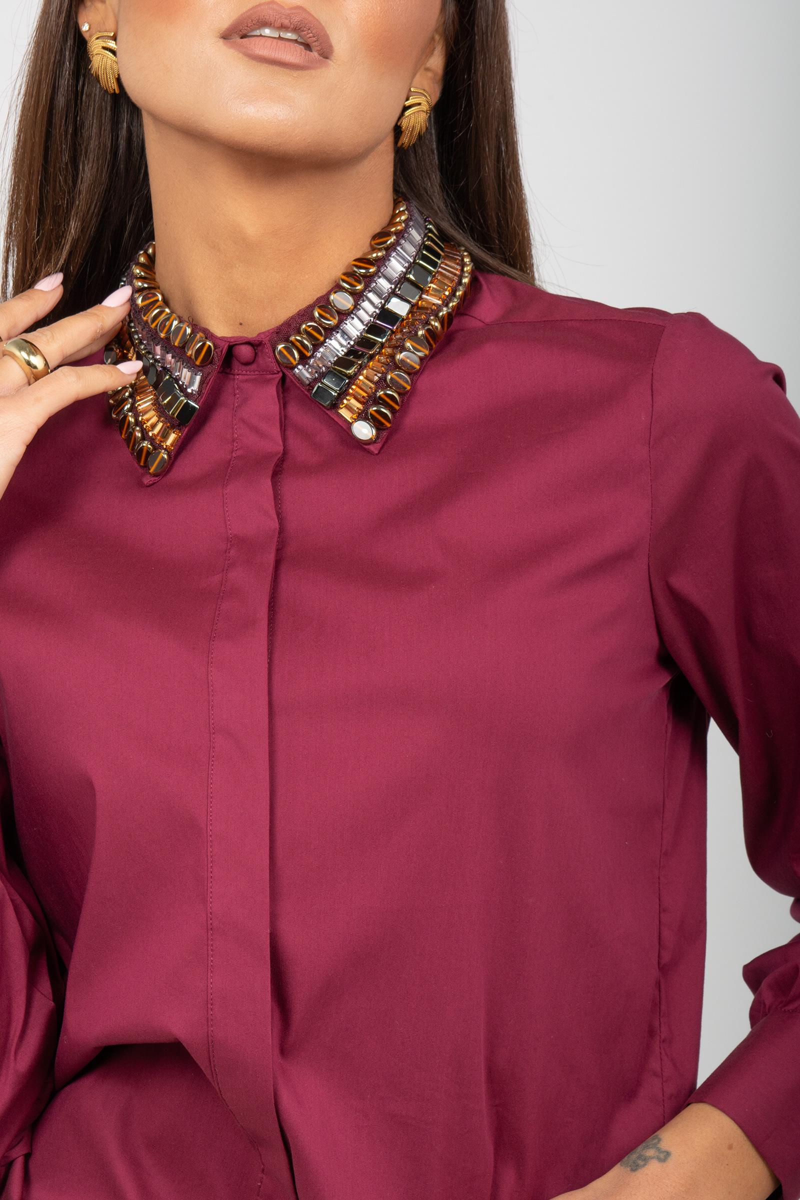 camicia in popeline con colletto ricamato JM556415214 50022 MALIPARMI 