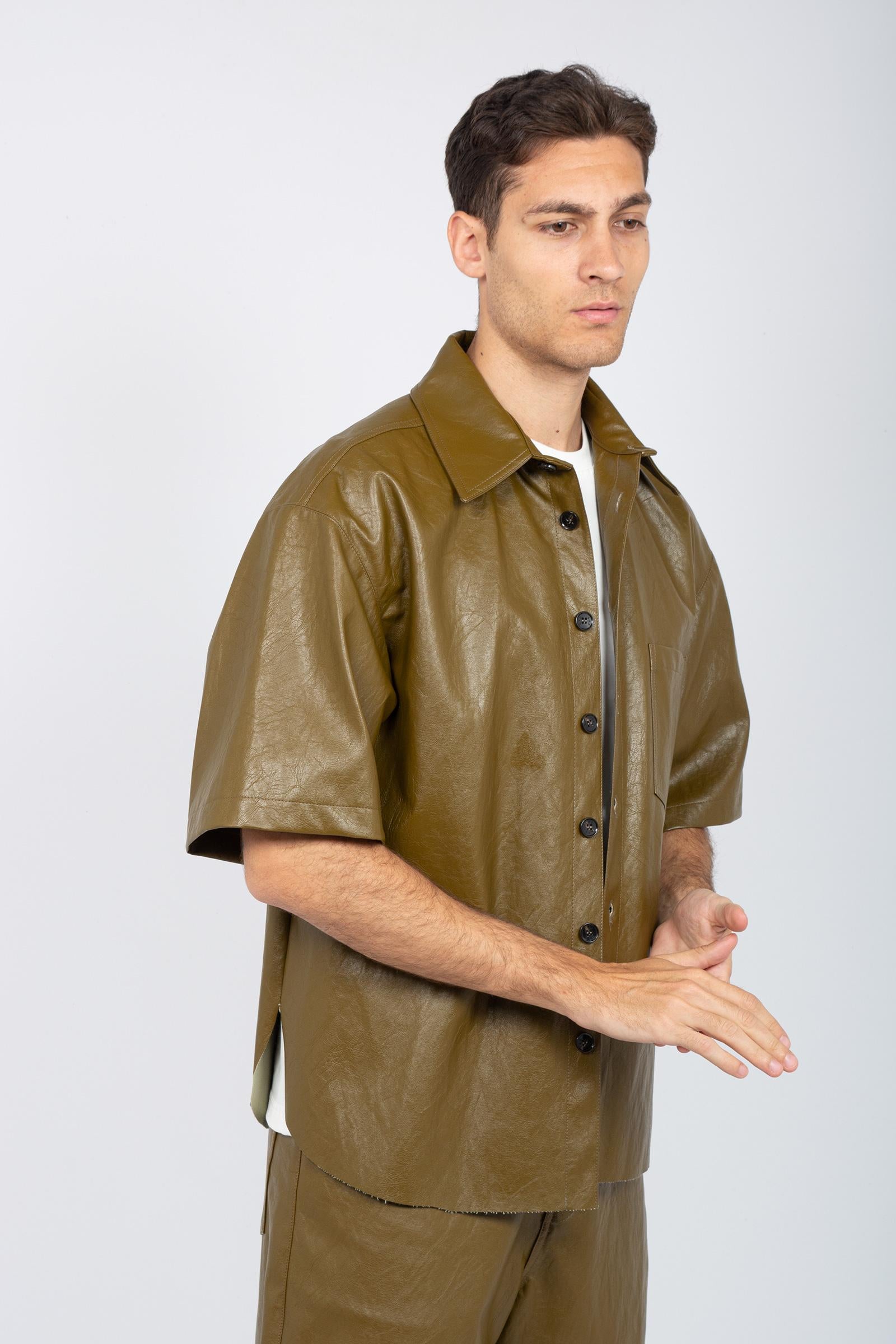 camicia in ecopelle 8162C533 OLIVE C93 