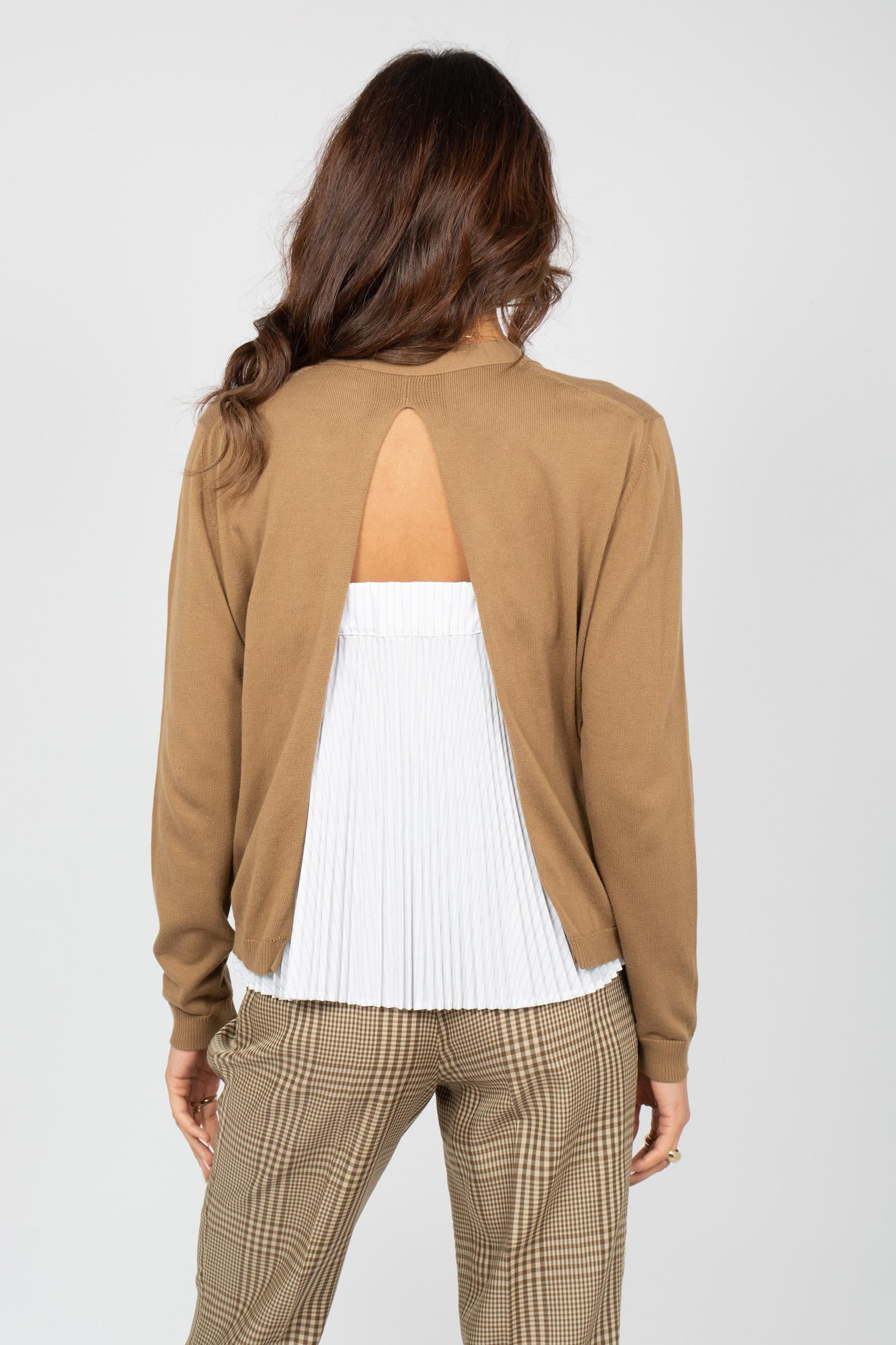 cardigan con retro plisse 'madalena' Y6SB66 V59RG SEMICOUTURE 