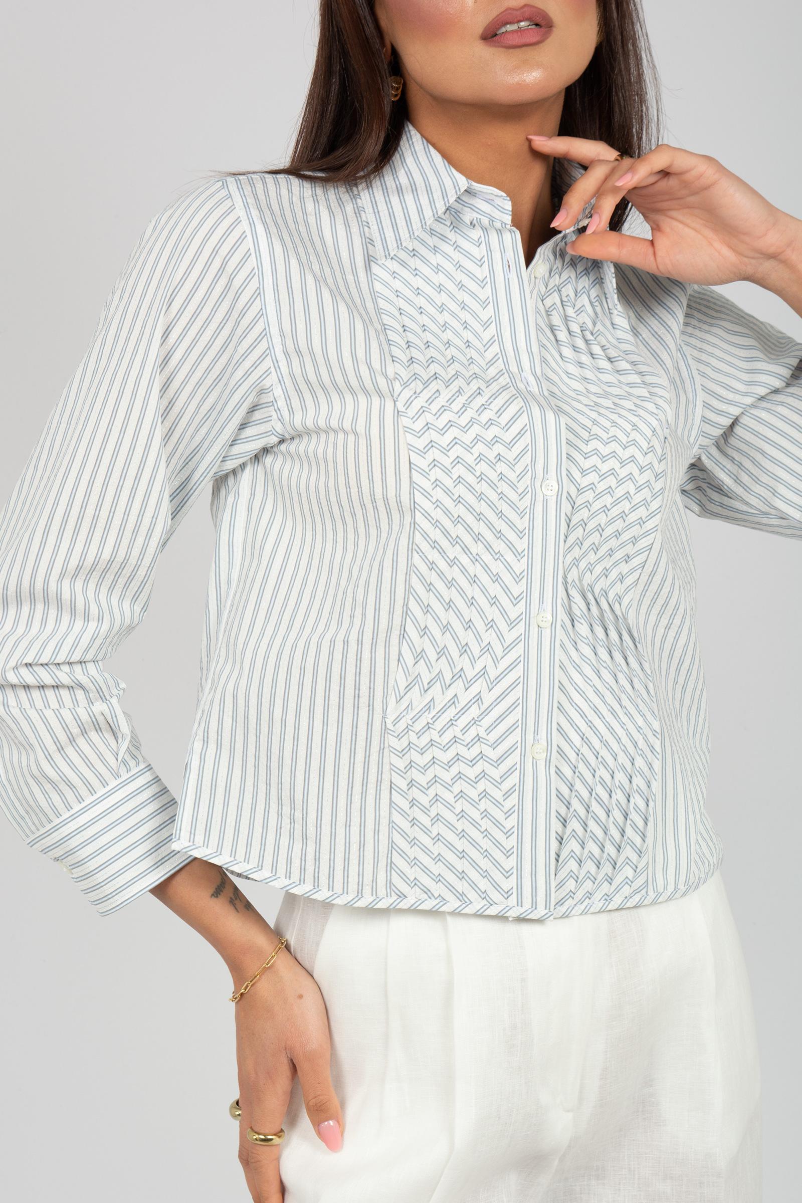 camicia cropped a righe in cotone CA1501230667 726 SEVENTY 