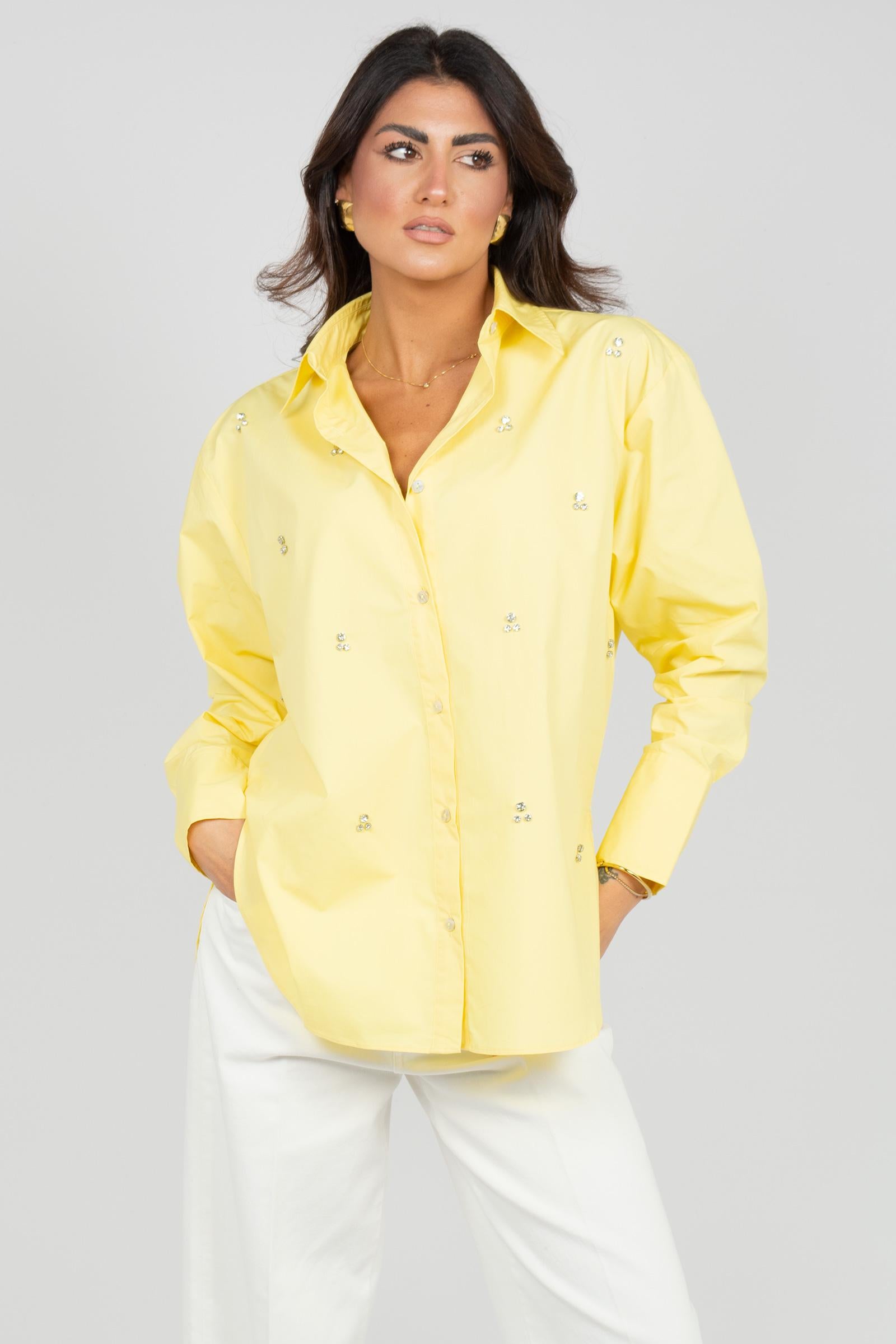 camicia in popeline con ricami S6PKWOSI153 020 A PAPER KID 