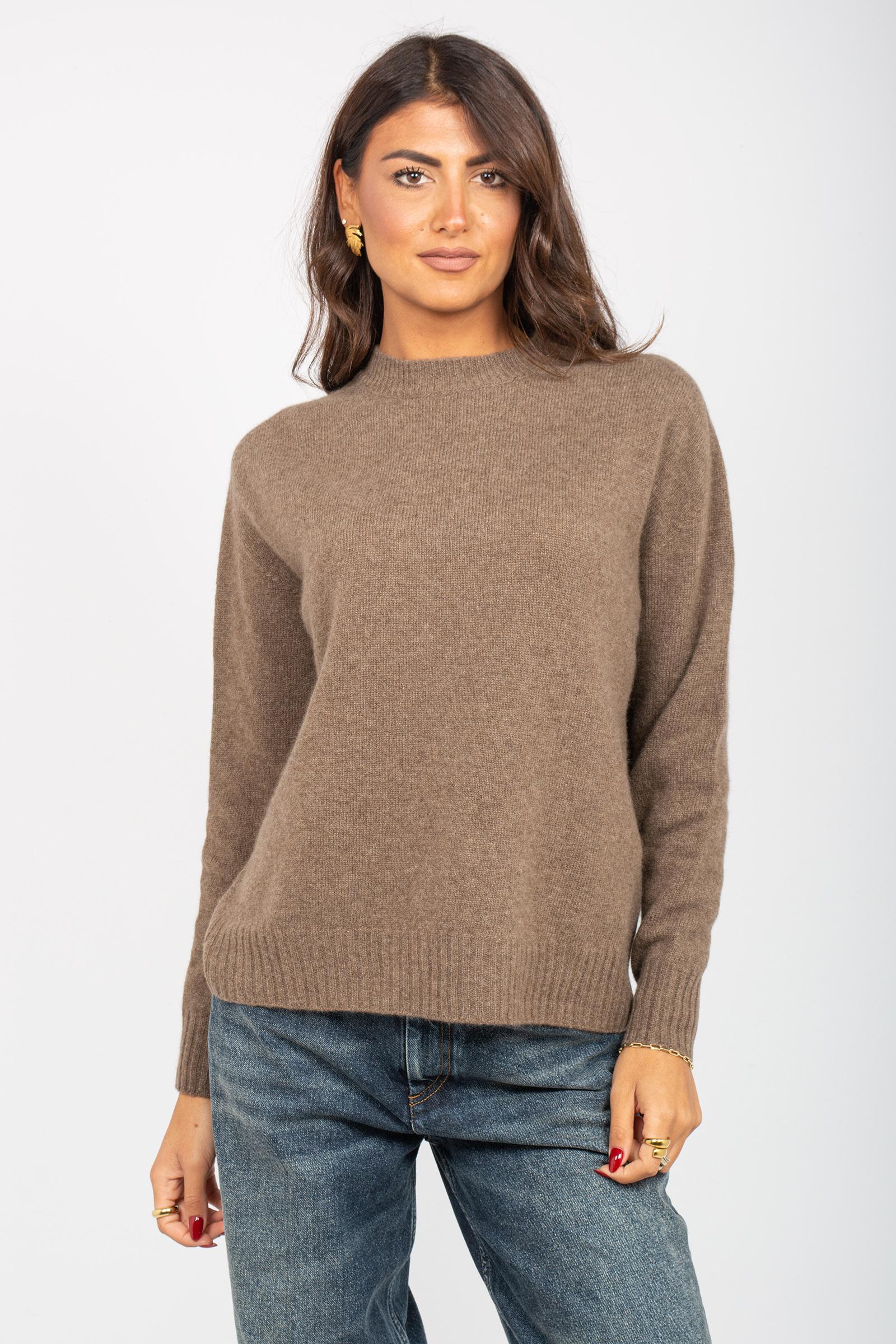 girocollo in lana e cashmere M3F0021 NOCCIOLA SOLOTRE 