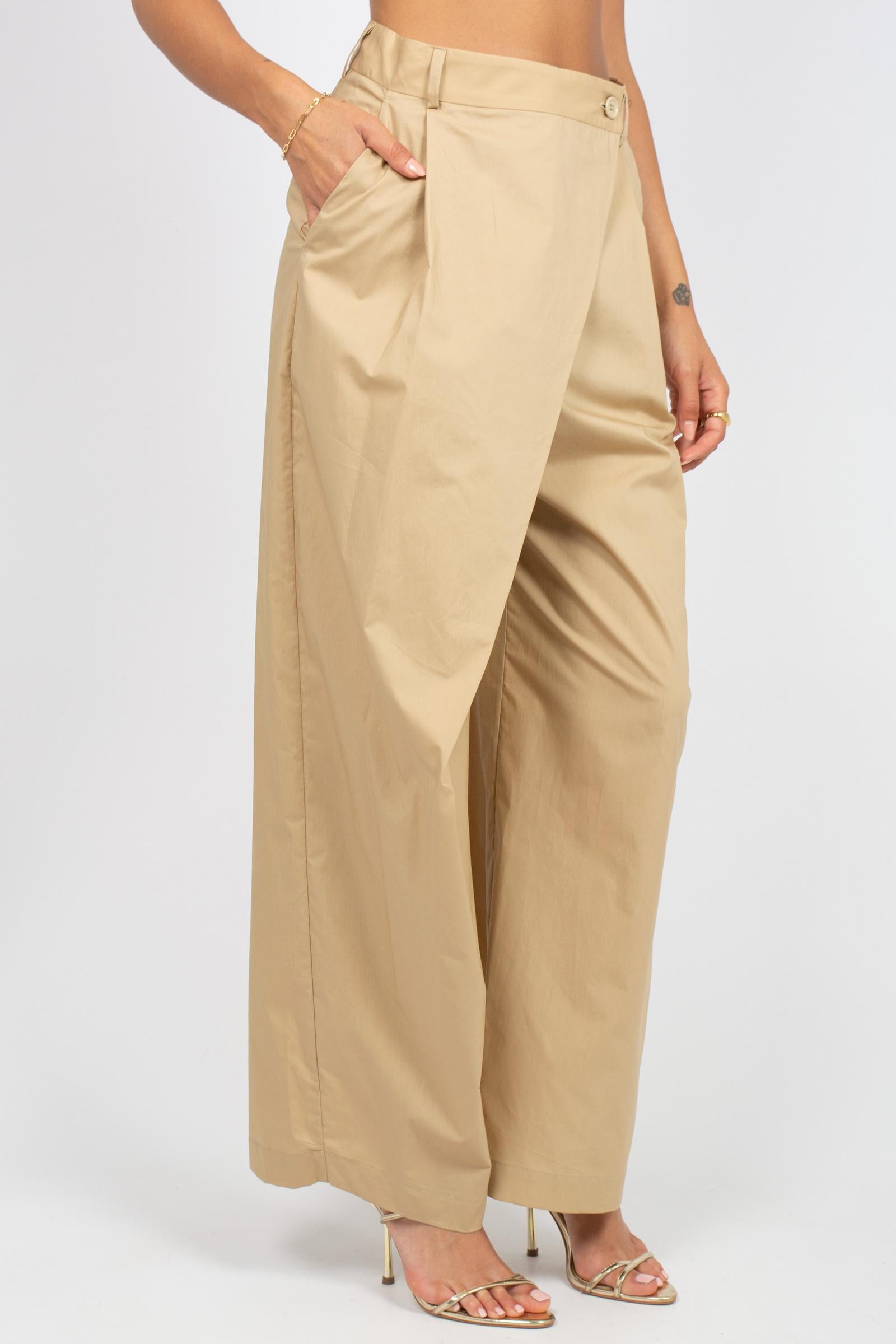 pantalone con pannello in cotone M1AB0013 BEIGE SOLOTRE 