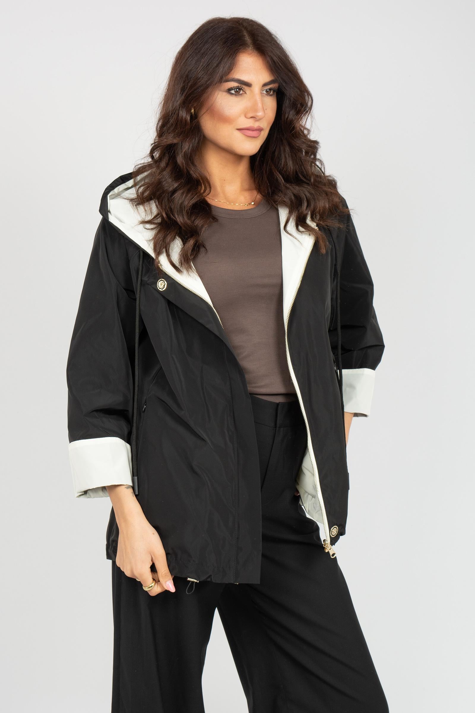 piumino leggero con cappuccio GB110JAZZ NERO SANGERMANO 