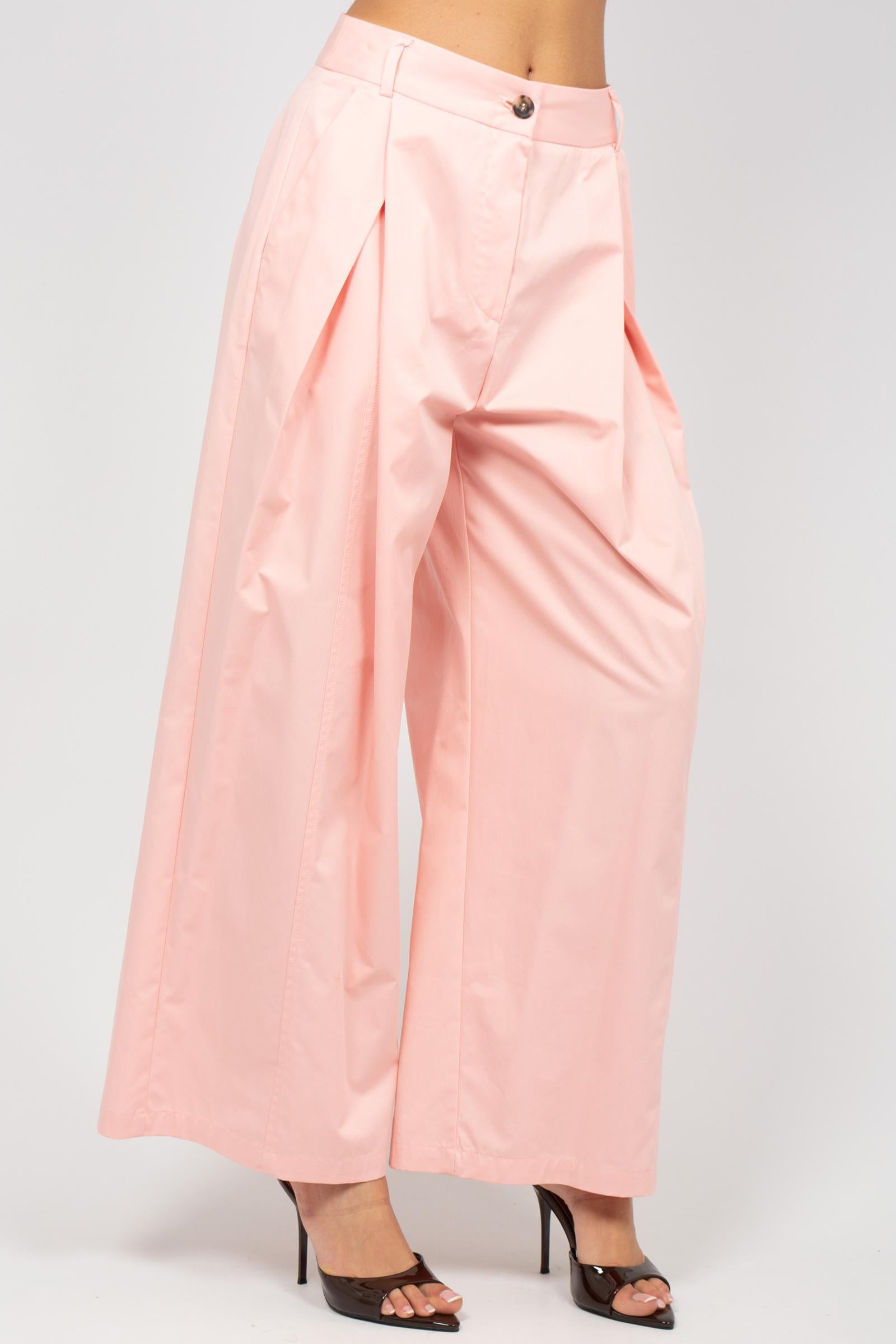pantalone in popeline di cotone M1AB0085 PINK SOLOTRE 