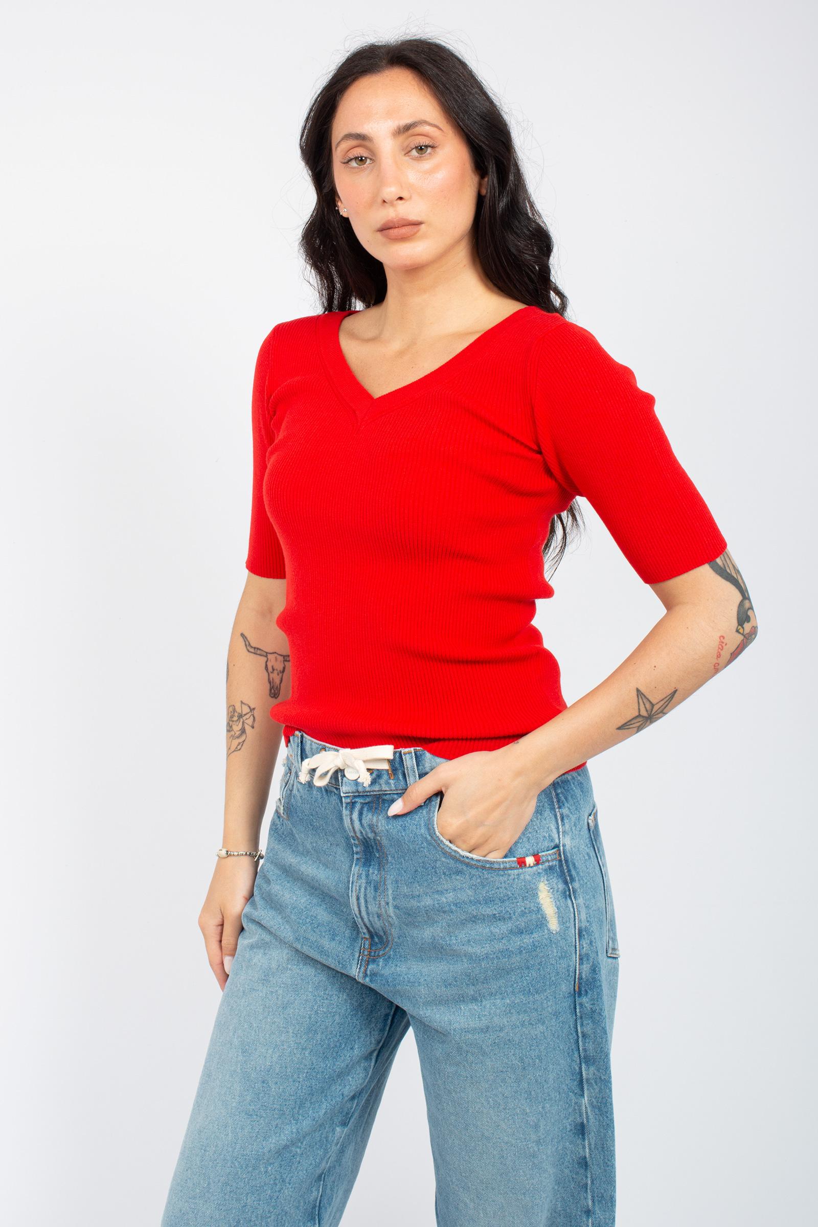 t-shirt a costine M3D0002D ROSSO SOLOTRE 