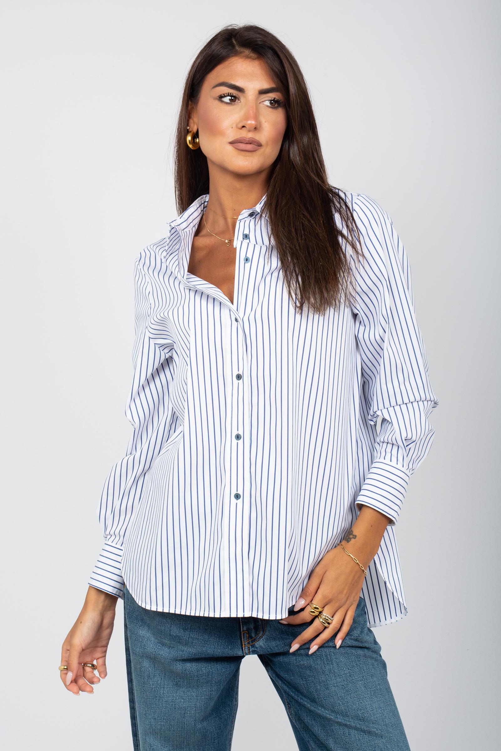 camicia a righe oversize in misto cotone 5057R002916N 01 DIANA GALLESI 