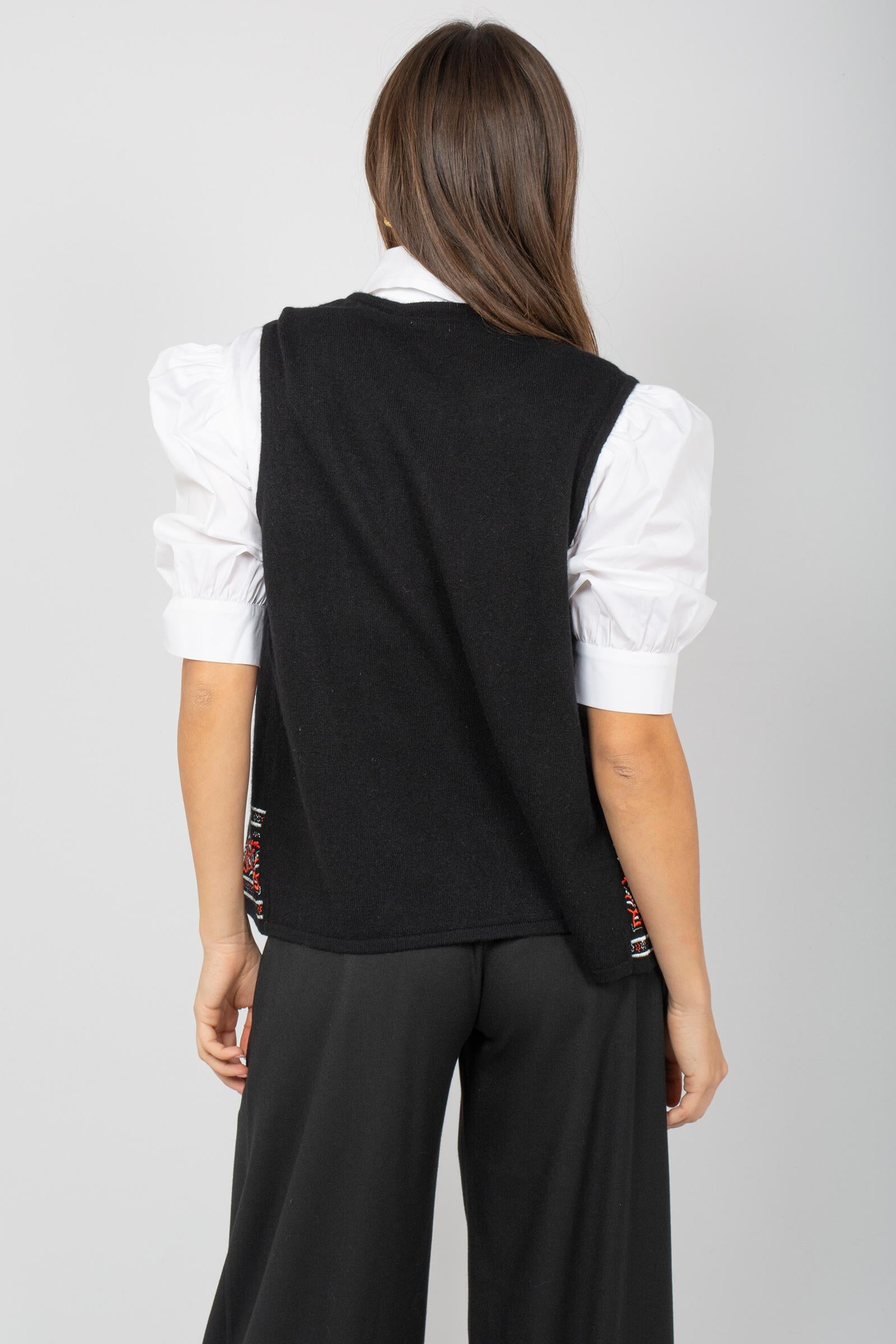 gilet ricamato in cashmere 4704118C NOIR NOT SHY 