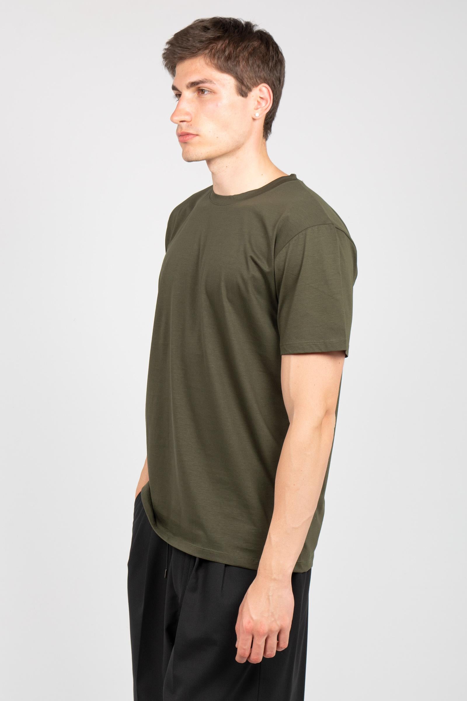 t-shirt in cotone filo di scozia B6AB0067 GREEN AMARANTO 